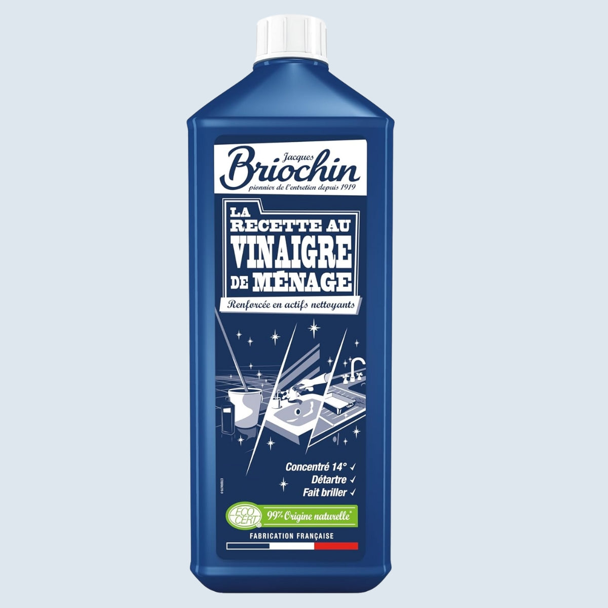 Vinaigre de ménage concentré 14° – 1 L, Ecodétergent certifié Ecocert