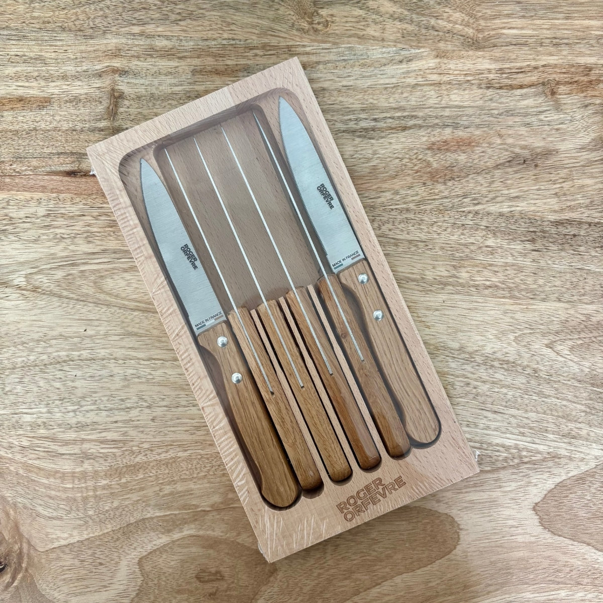 Coffret de 6 couteaux à steak en chêne - ROGER ORFEVRE