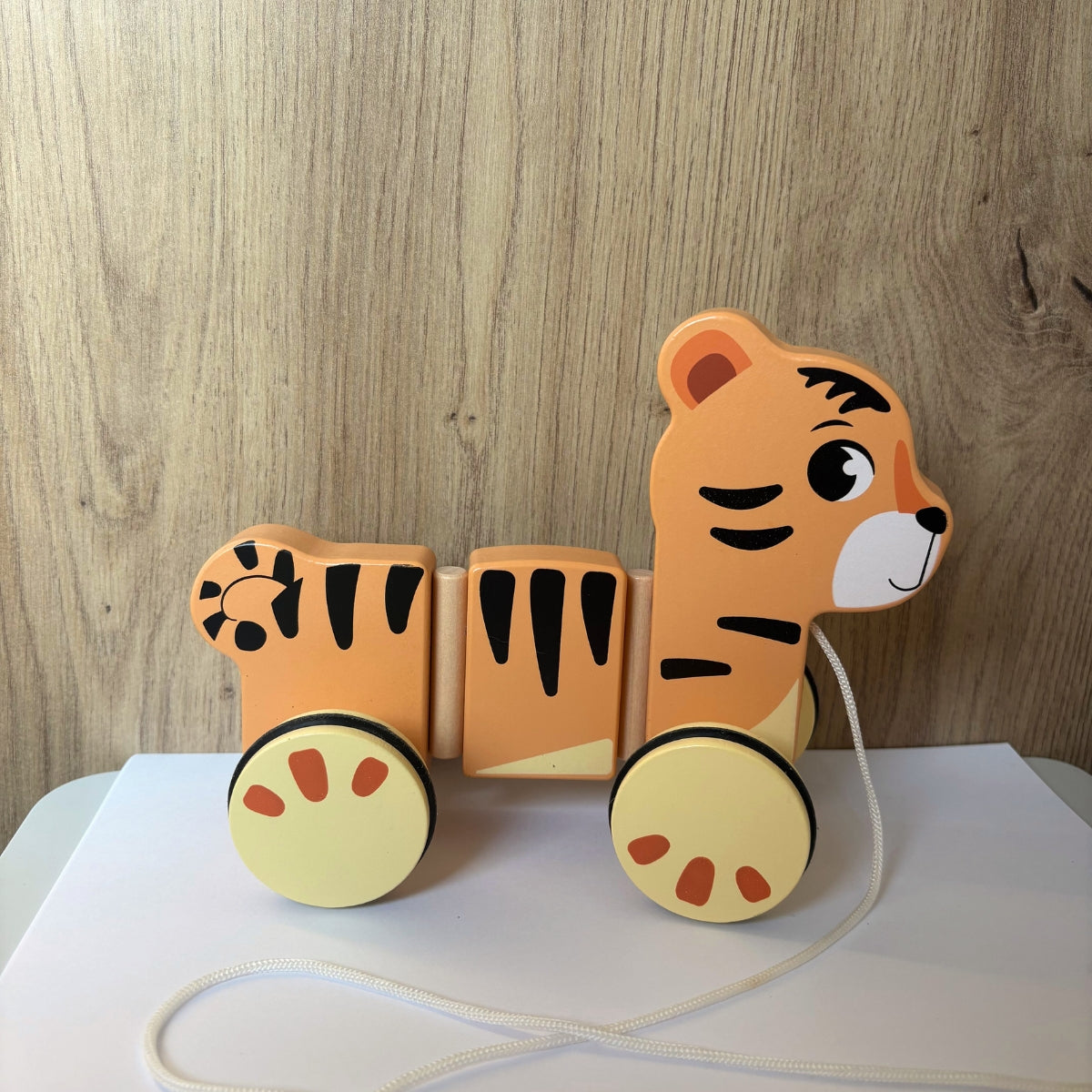 Jouet à tirer Tigre « Safari » – Animal à roulettes en bois