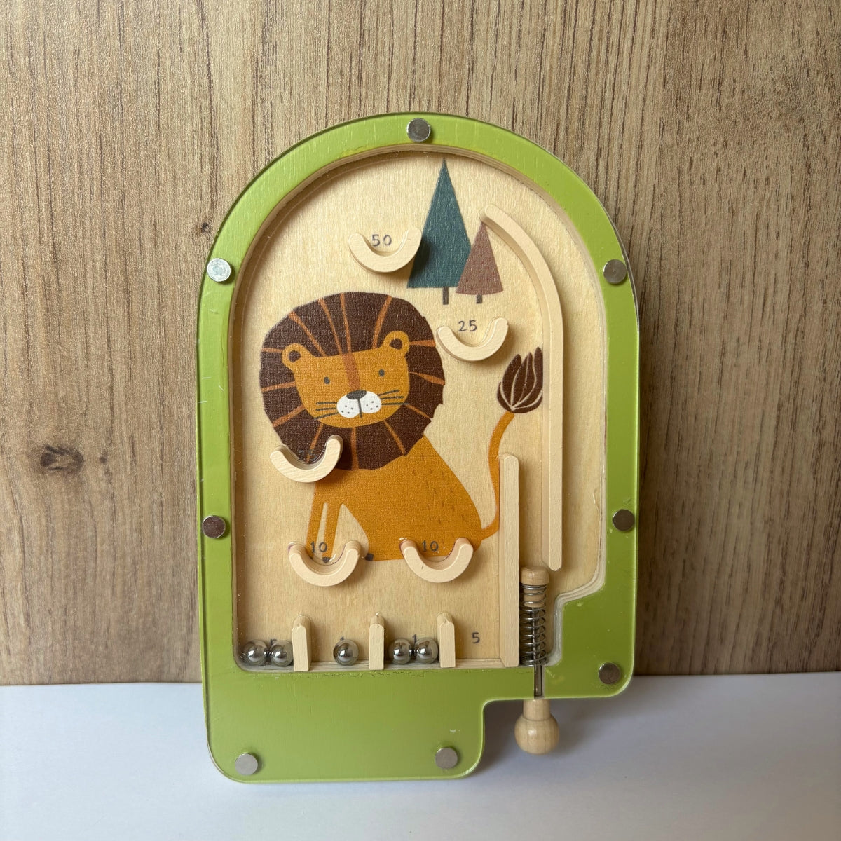 Mini jeu de flipper « Lion » – Flipper d’adresse en bois compact