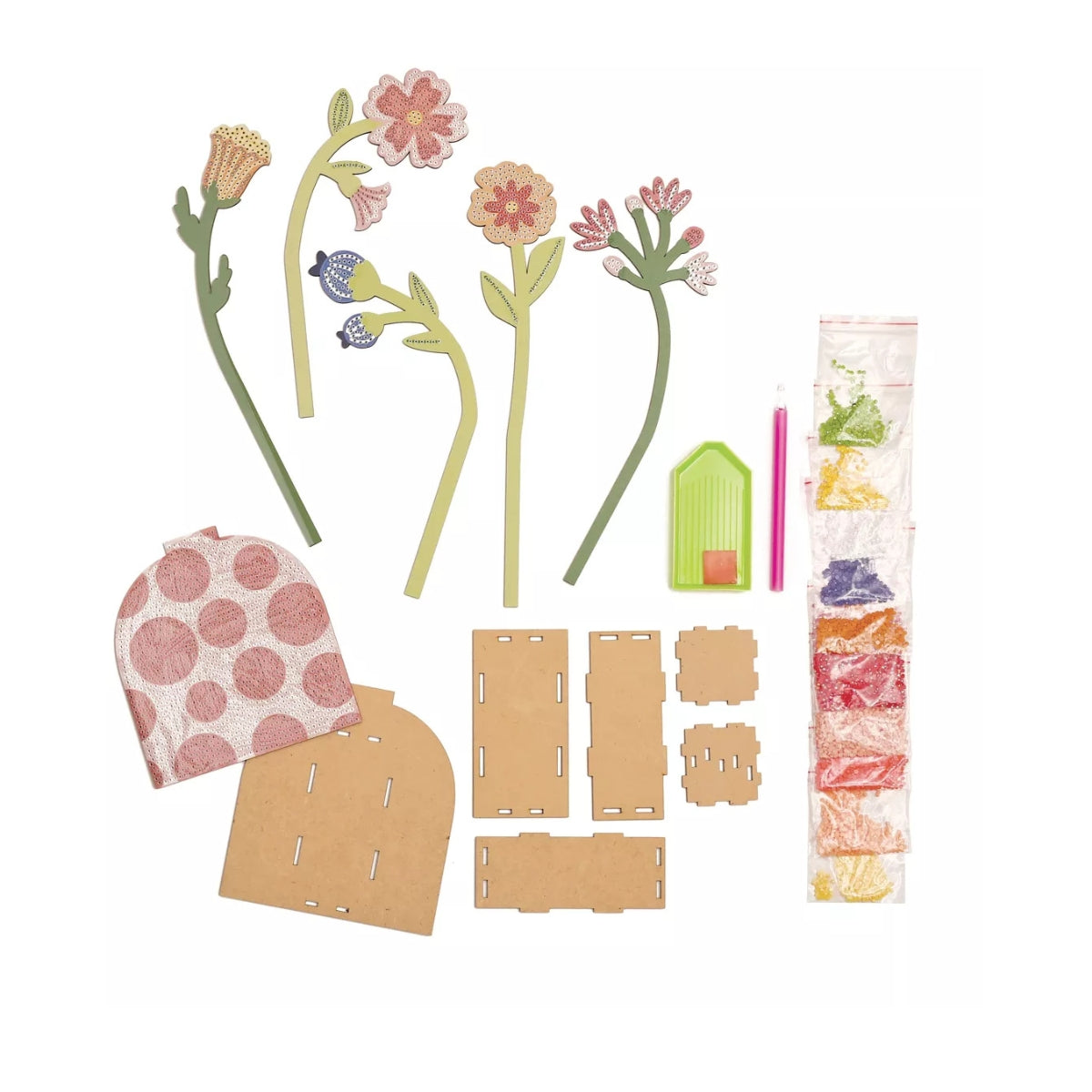Kit Vase et Fleurs à Strasser Rouge