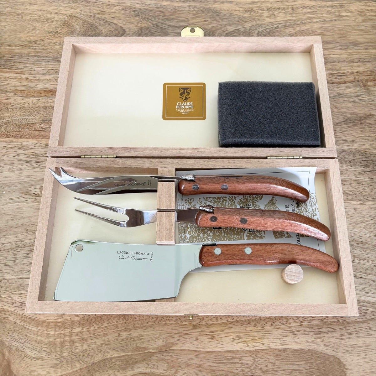 Coffret fromage 3 pièces Laguiole Manche Kotibé - CLAUDE DOZORME