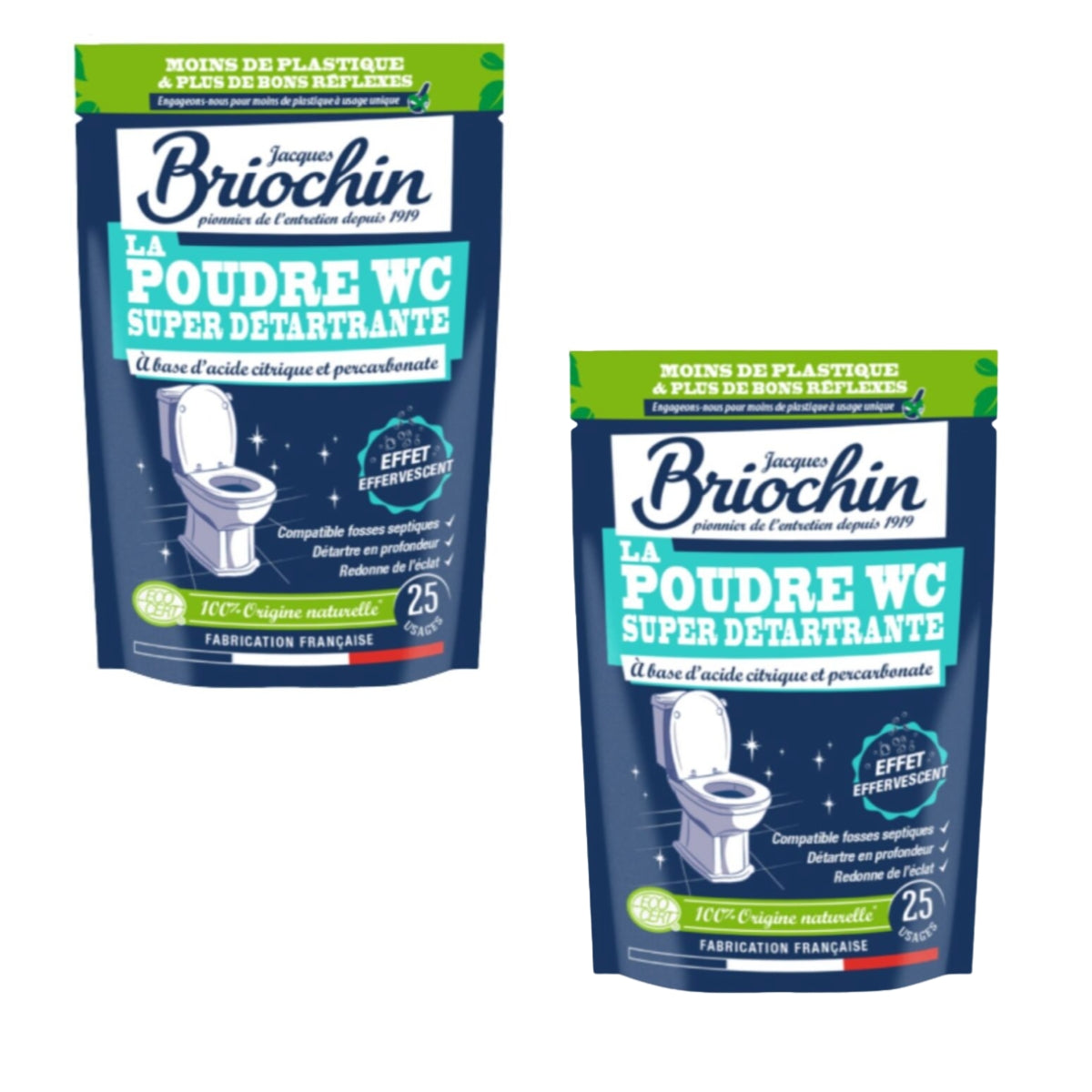 Pack de 2 poudres WC super détartrantes 500g - JACQUES BRIOCHIN