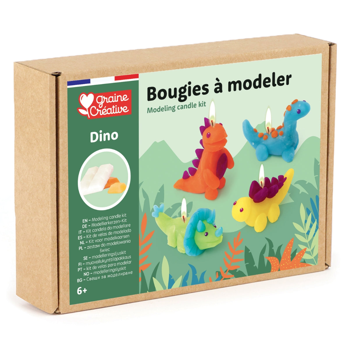 Kit Bougies à Modeler Dino – DIY Créatif Enfant