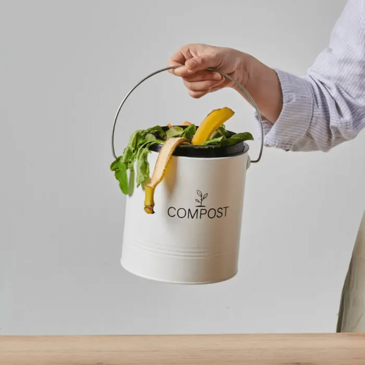 Seau à compost rond blanc - 4.5 L