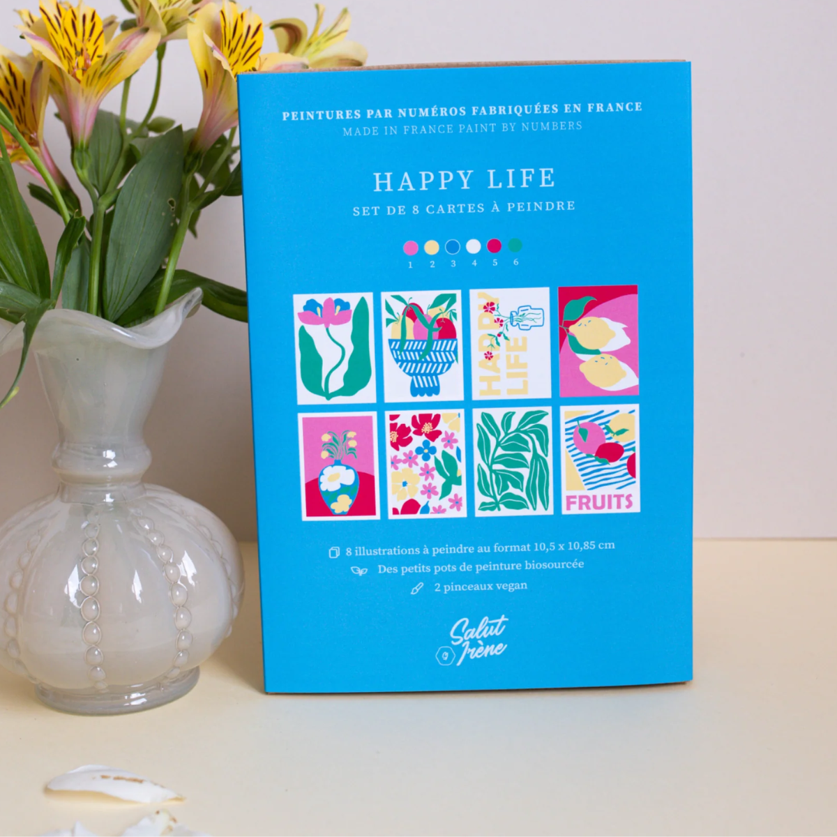 Peinture à numéro : set de 8 cartes à peindre Happy Life