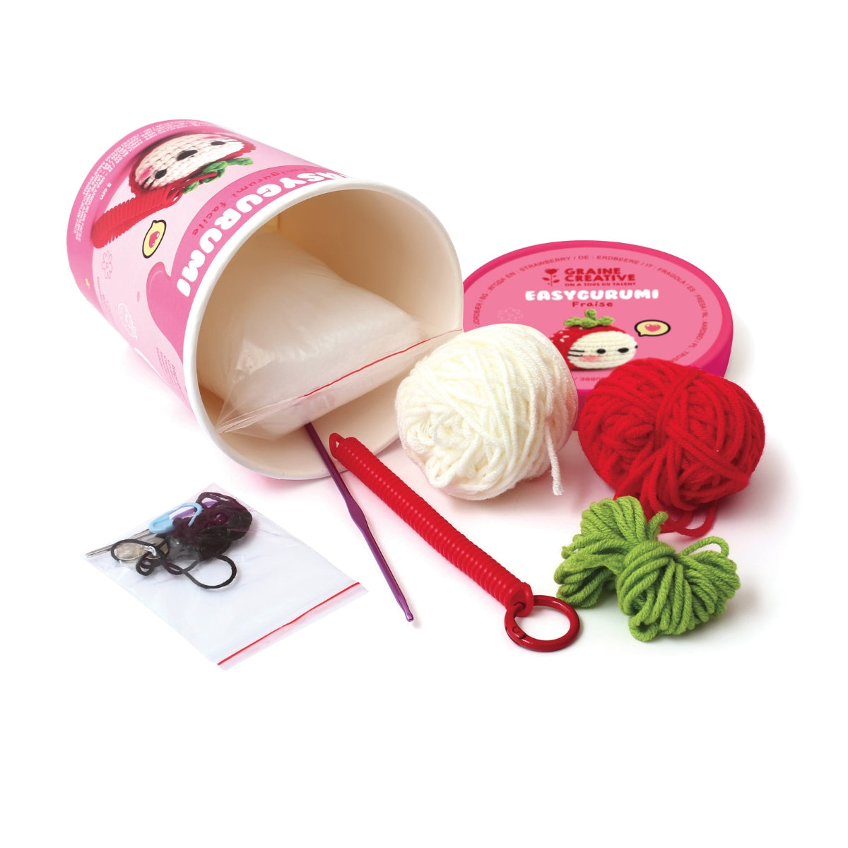 Kit EasyGurumi porte clés – Amigurumi facile “Fraise”