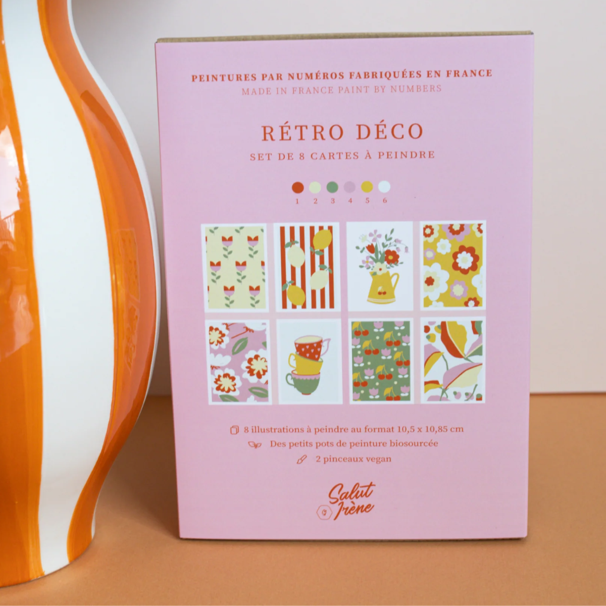 Peinture à numéro : set de 8 cartes à peindre Rétro déco