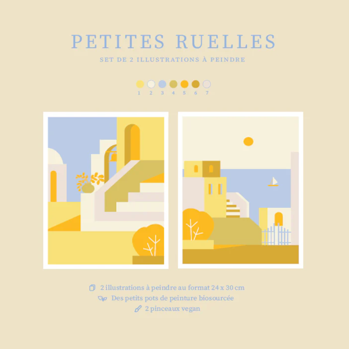 Lot de 2 peintures à numéros : Petites ruelles