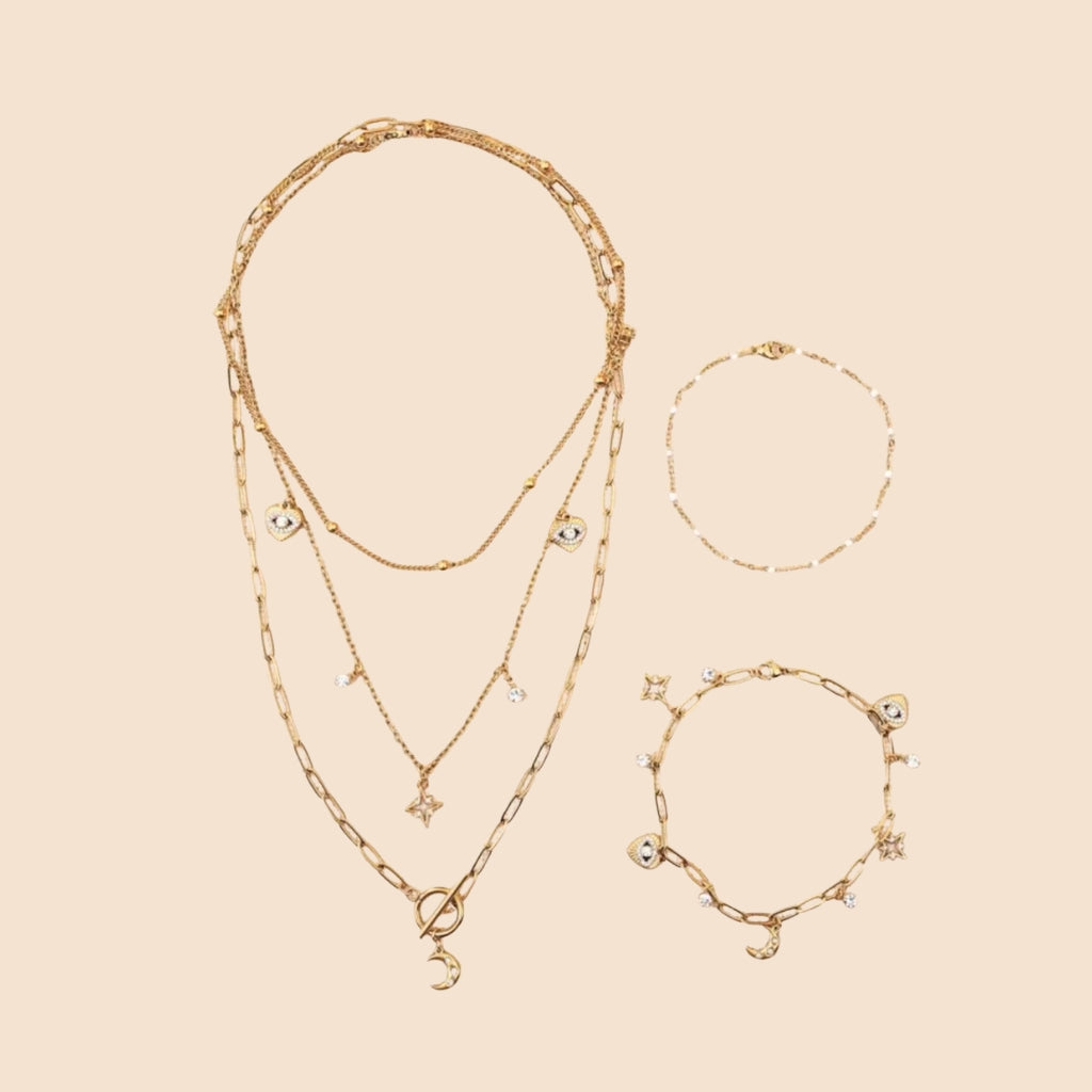KIT DIY bijoux en acier inoxydable - parure dorée