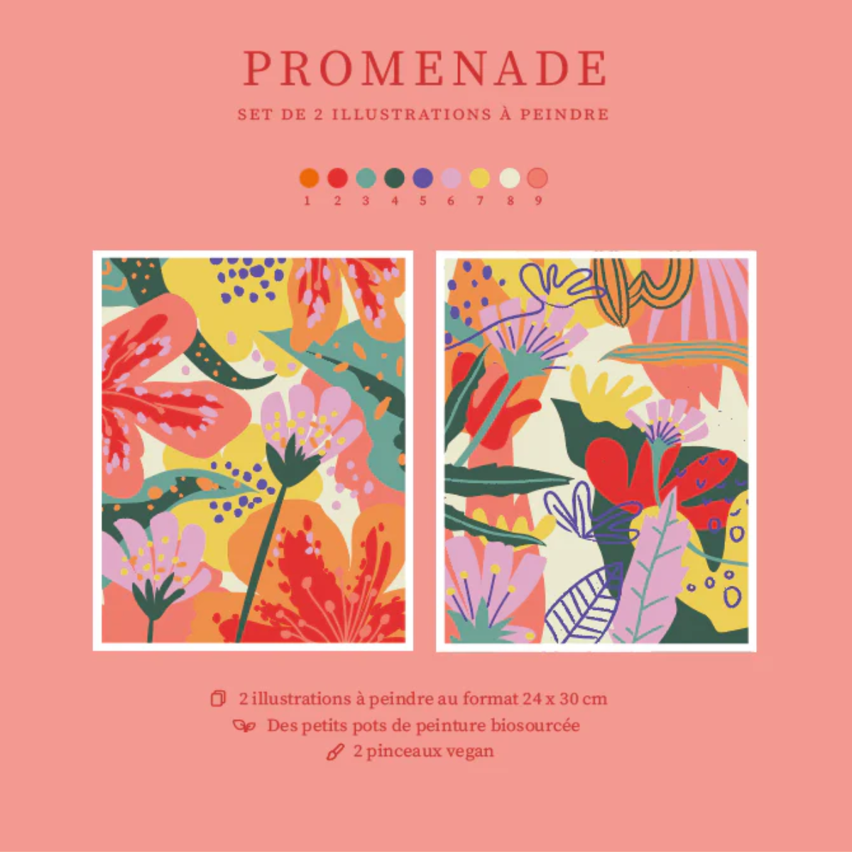 Lot de 2 peintures à numéros : Promenade