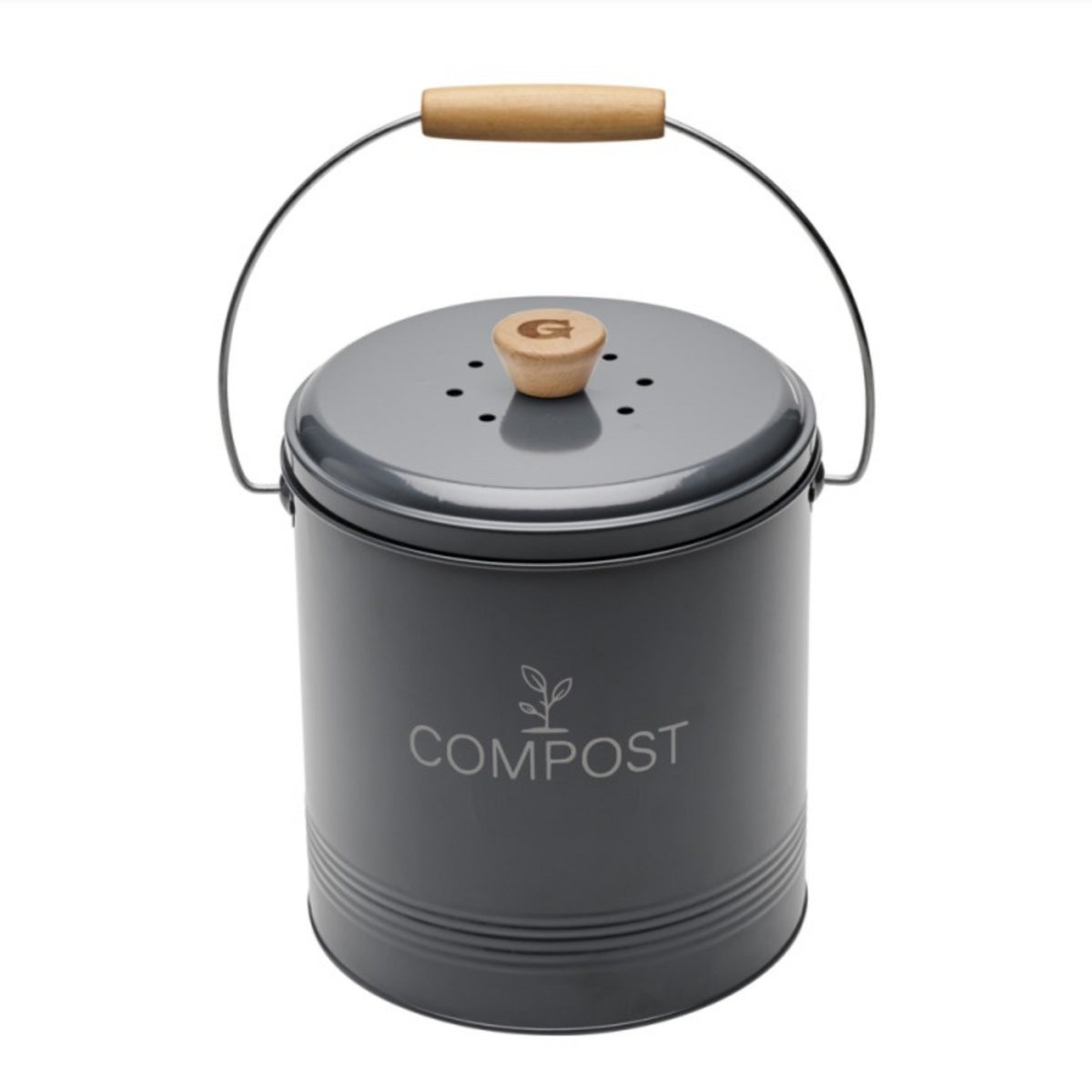Seau à compost rond gris foncé - 8L