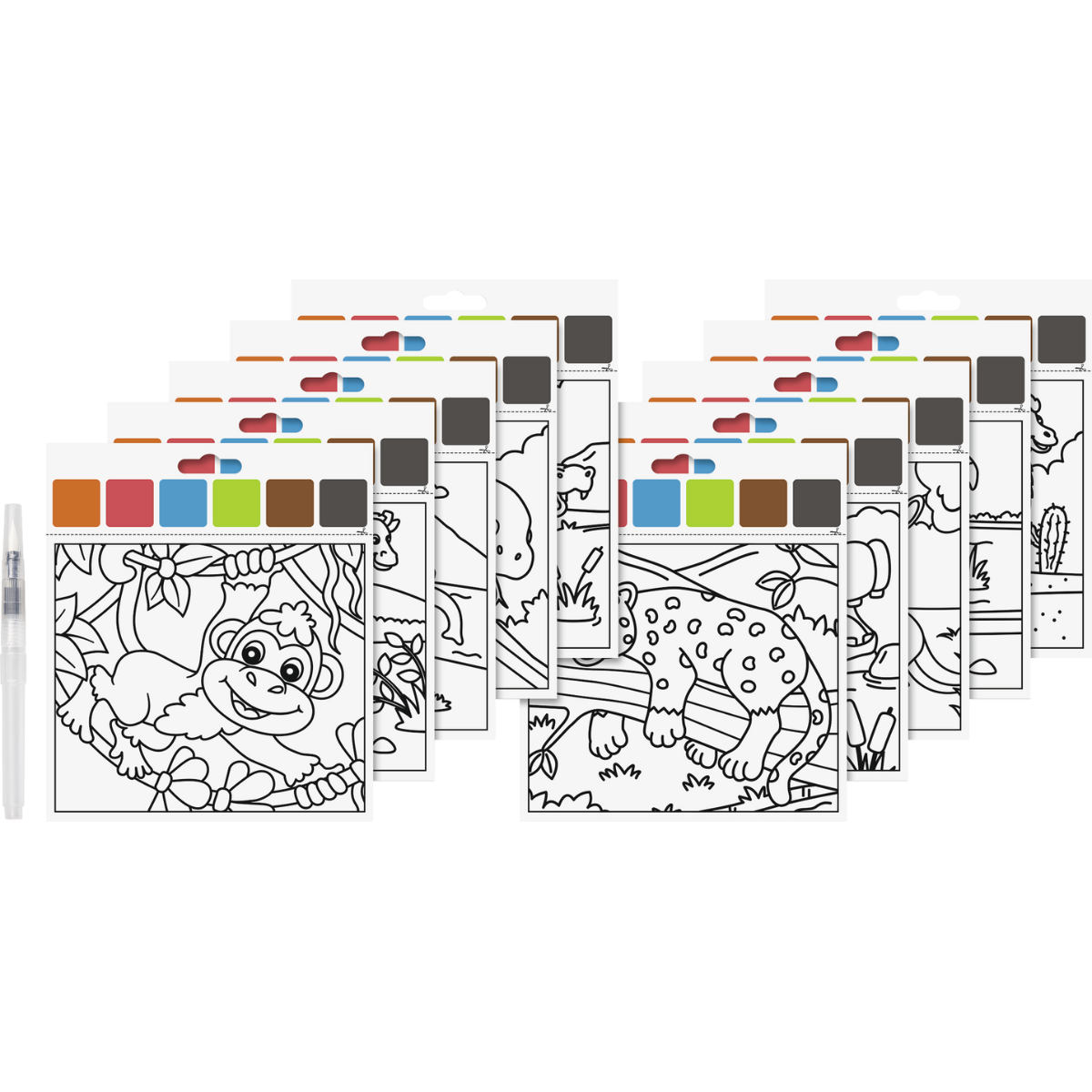 Set de coloriage "zoo" peinture à l'eau