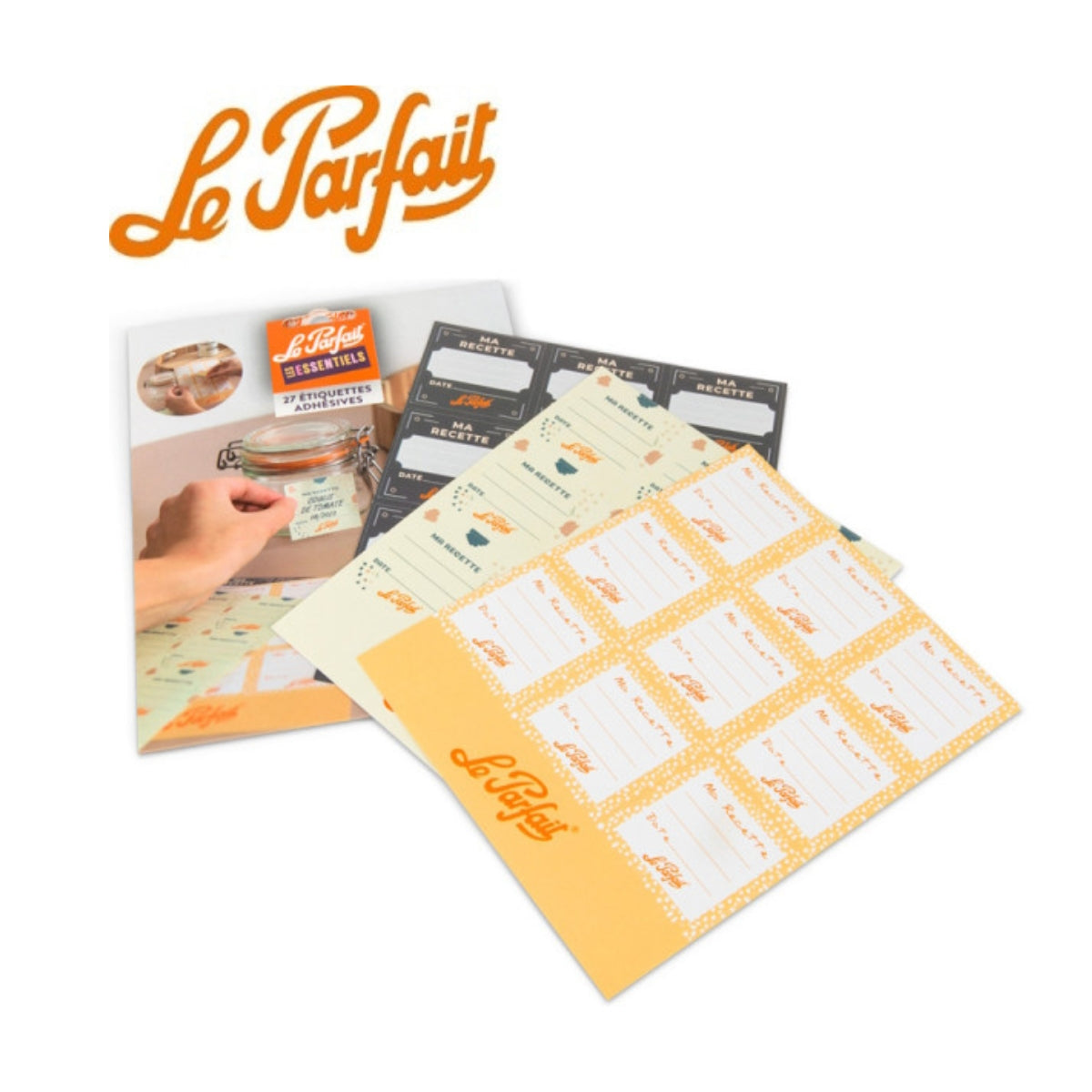 Planche de 27 étiquettes adhésives Le Parfait – organisation facile des bocaux