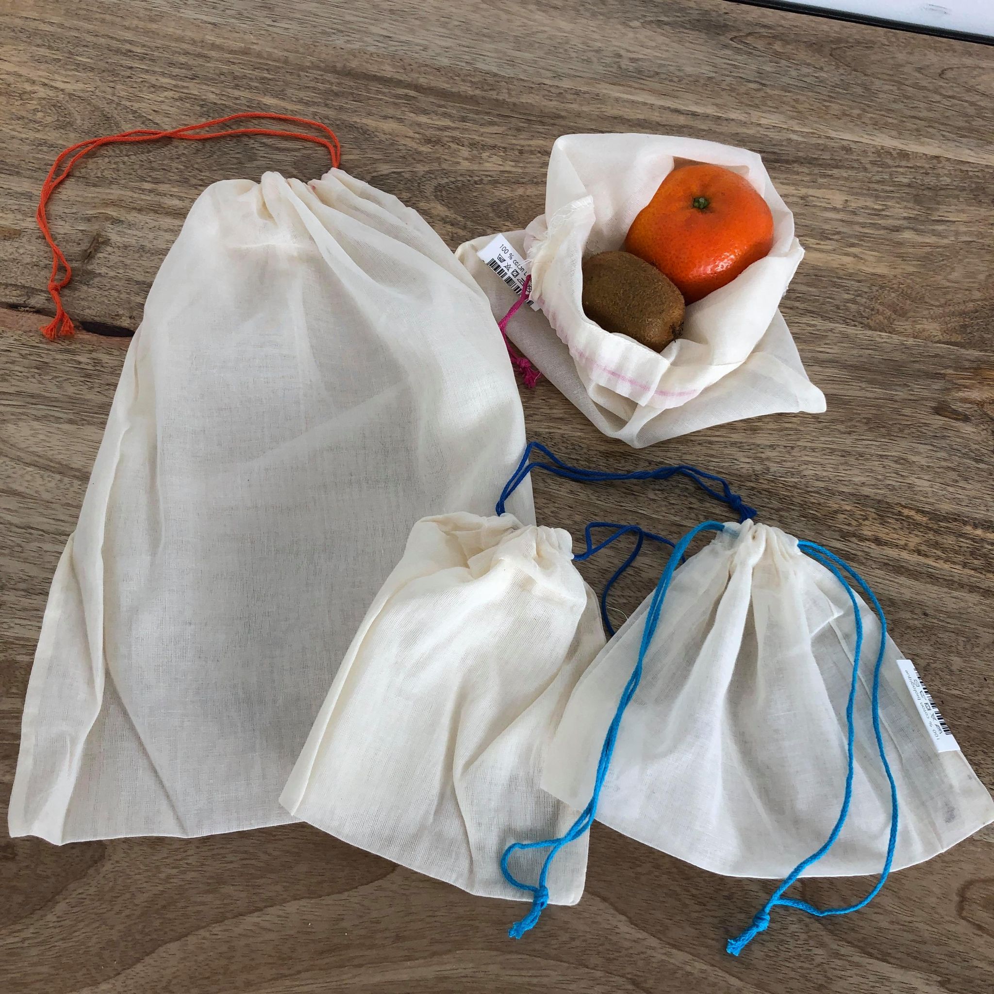 Sacs à vrac en coton bio (Taille au choix)