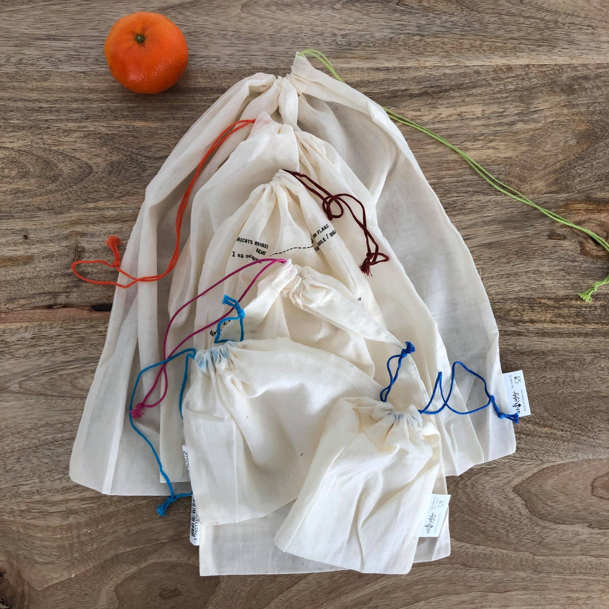 Sacs à vrac en coton bio (Taille au choix)