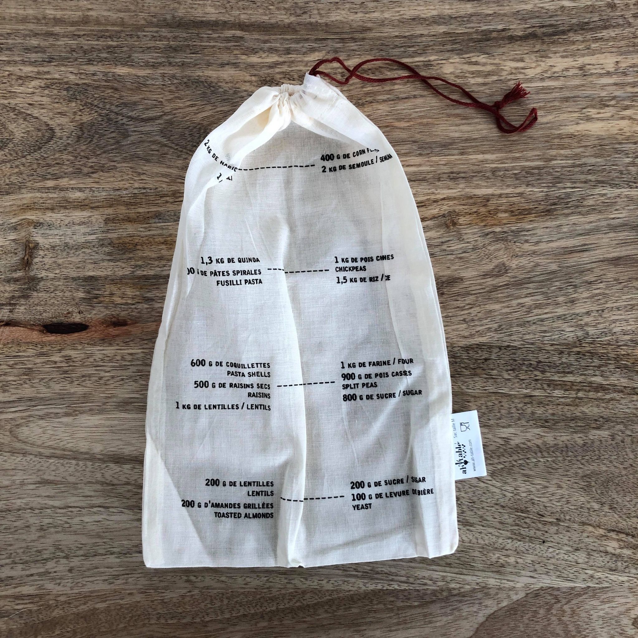 Sacs à vrac en coton bio (Taille au choix)