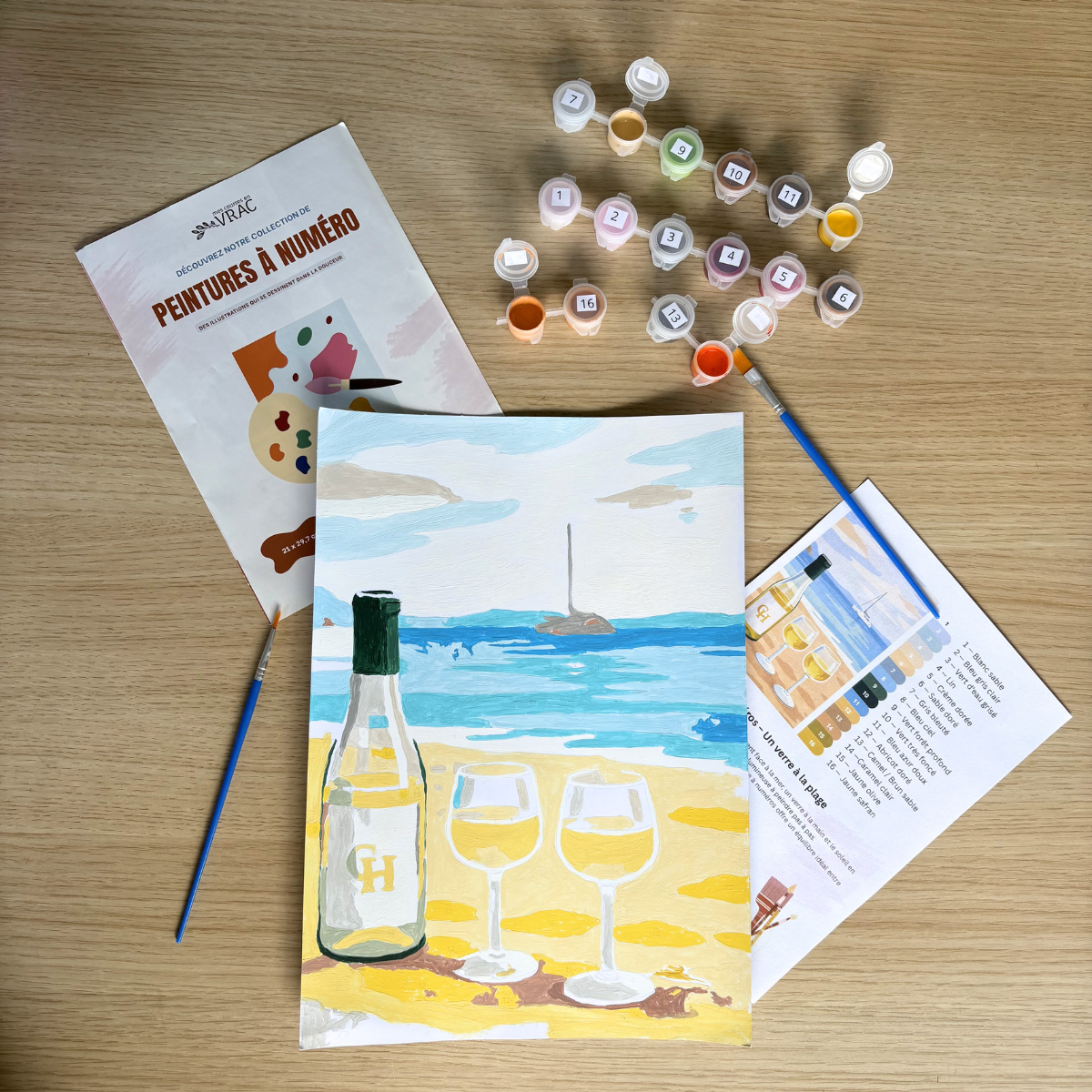 Peinture au numéro - Un verre à la plage