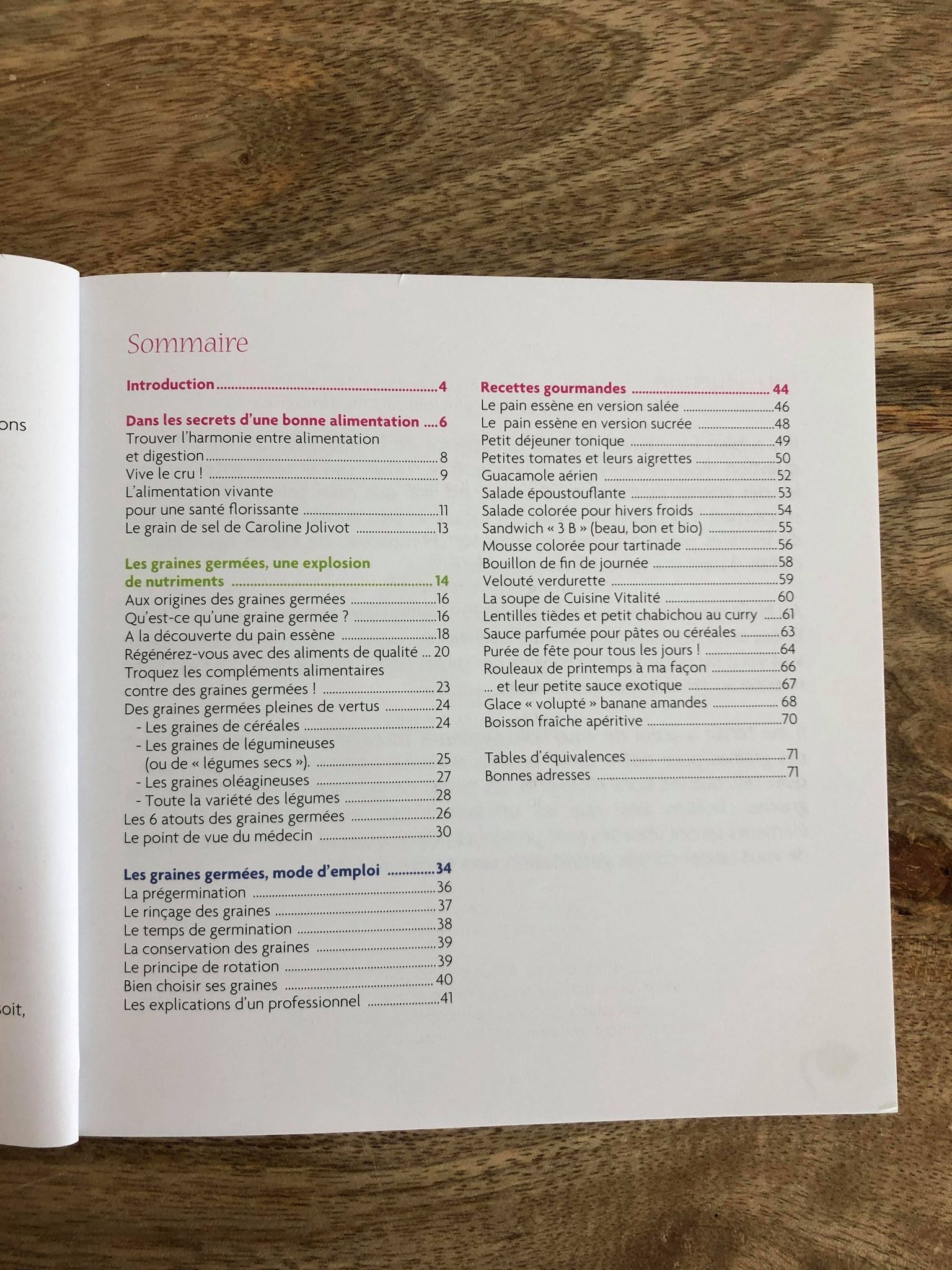 Livret illustré sur les graines germées