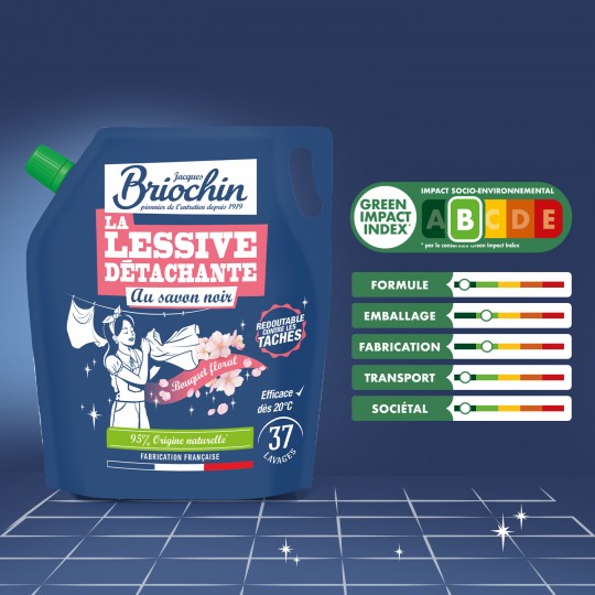 Recharge Lessive Liquide au Savon Noir – 1,7 L – 37 Lavages BRIOCHIN