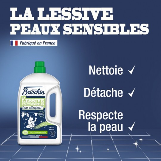 Lessive Liquide Peaux Sensibles Sans Parfum – 50 Lavages – 2,27 L BRIOCHIN