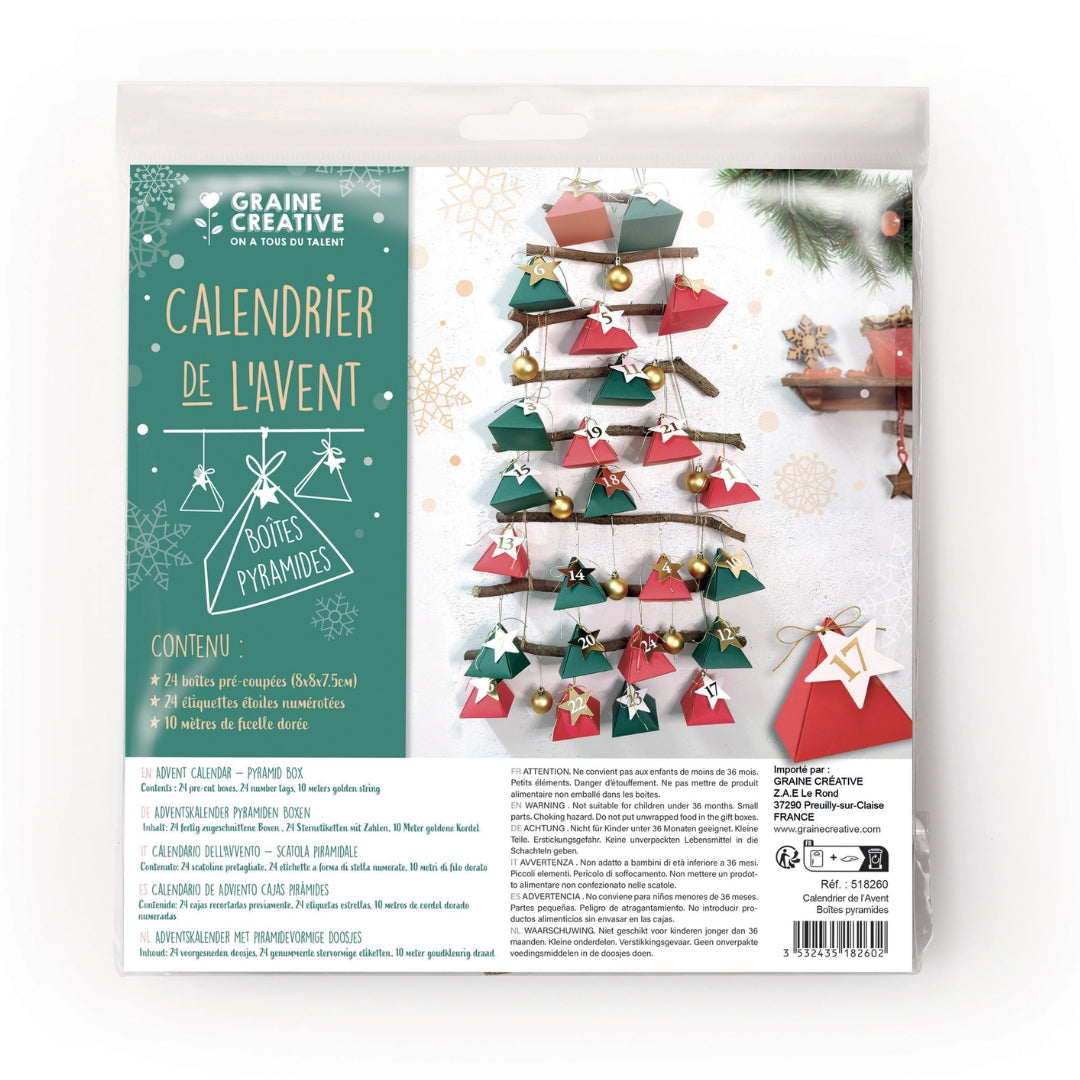 Kit pour faire son propre calendrier de l'Avent - boîtes pyramides