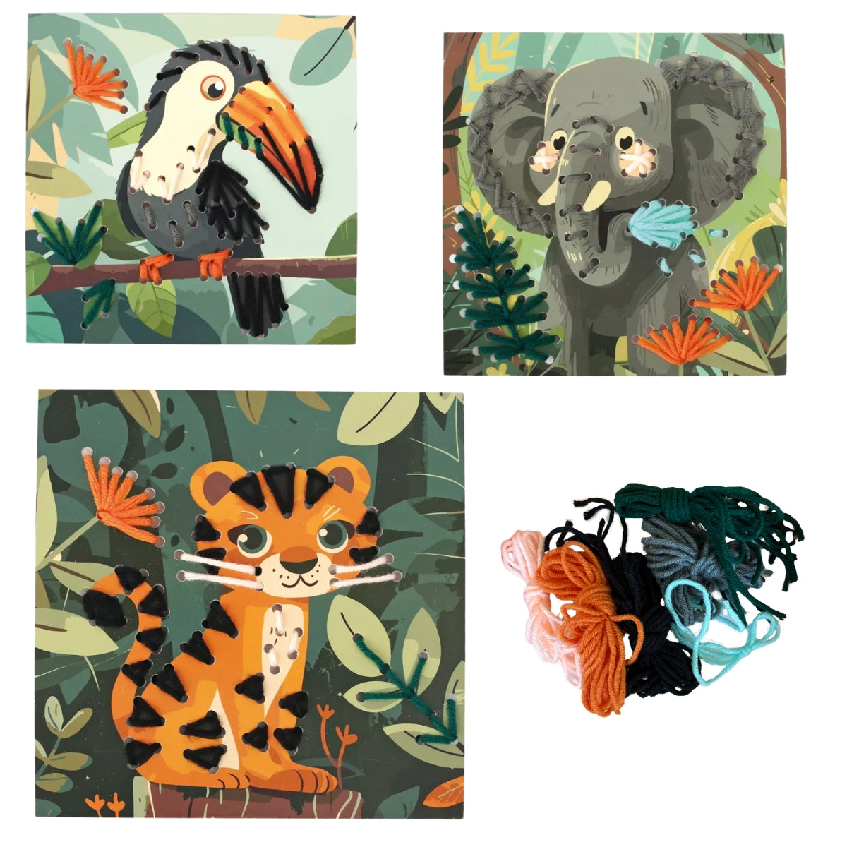 3 Cartes à broder « Jungle »