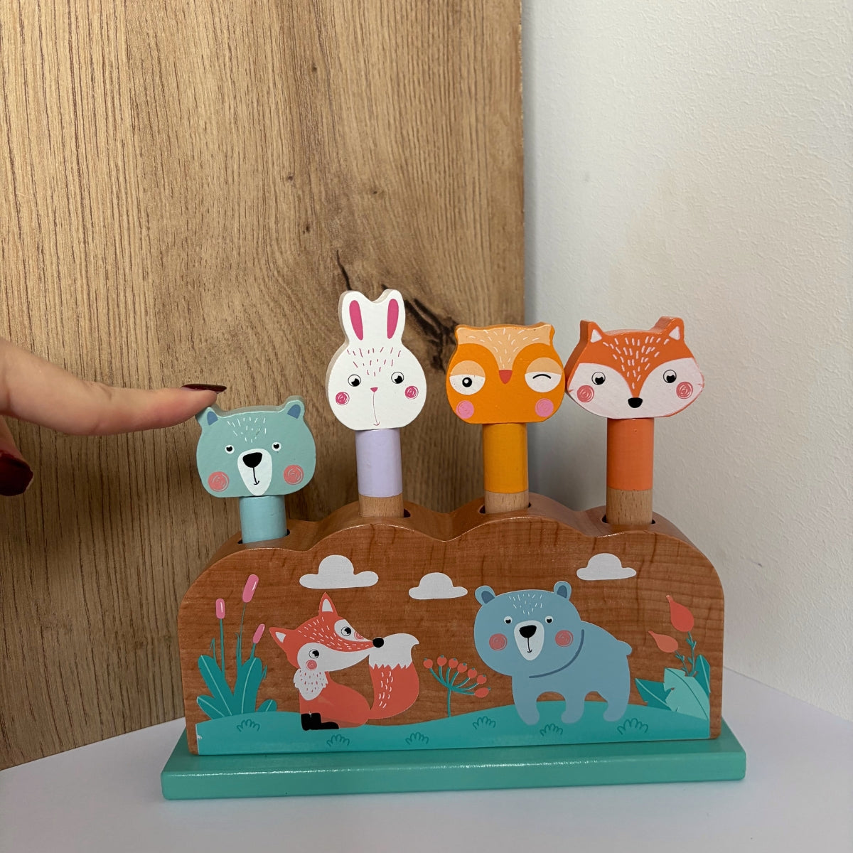 Jeu à encastrer Animaux sauteurs « Pastel » en bois