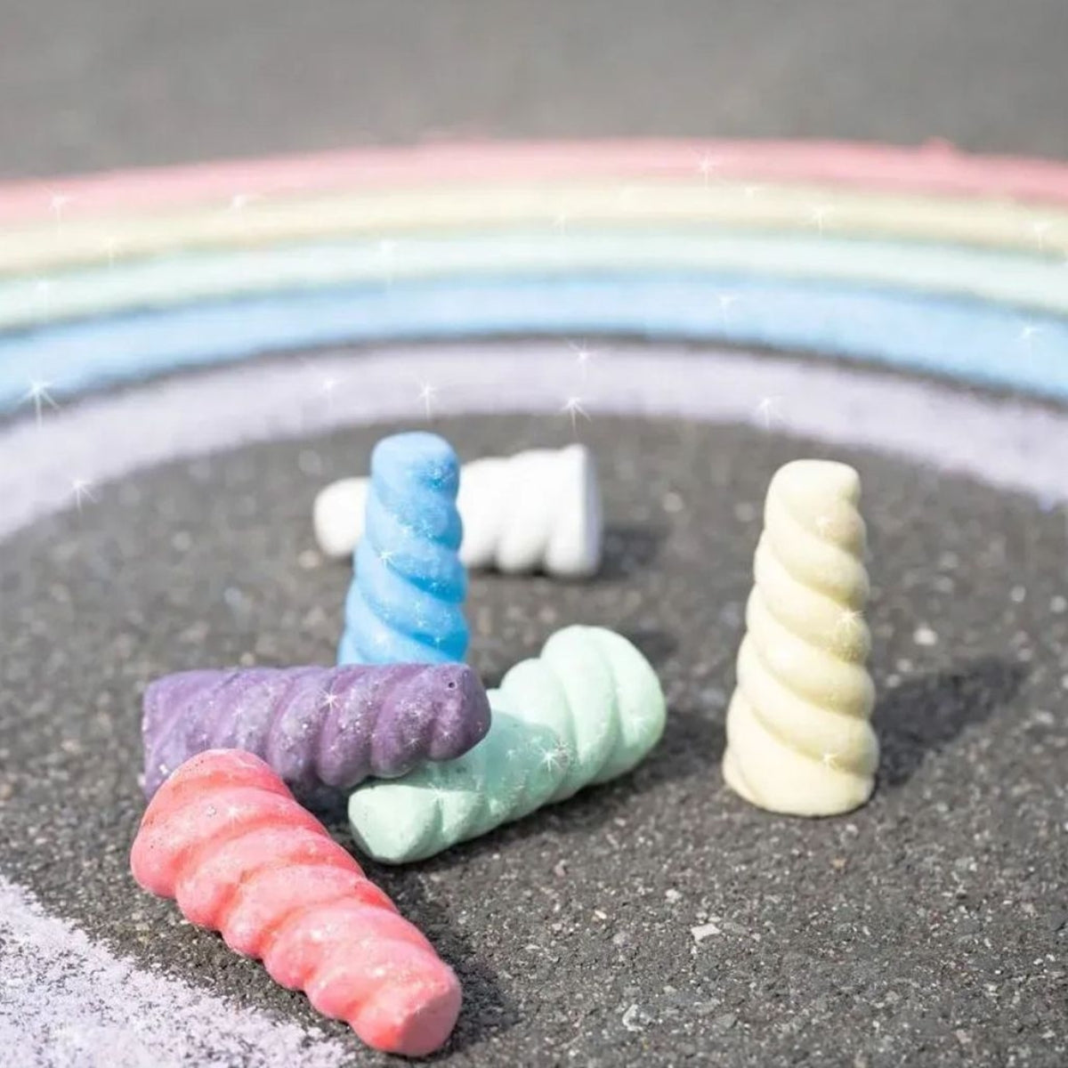 Craies de trottoir licorne Faber-Castell – 6 couleurs pailletées