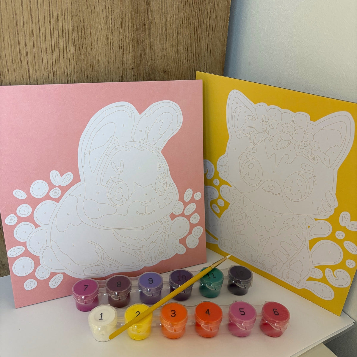 Coffret de peinture au numéro Chat & Lapin