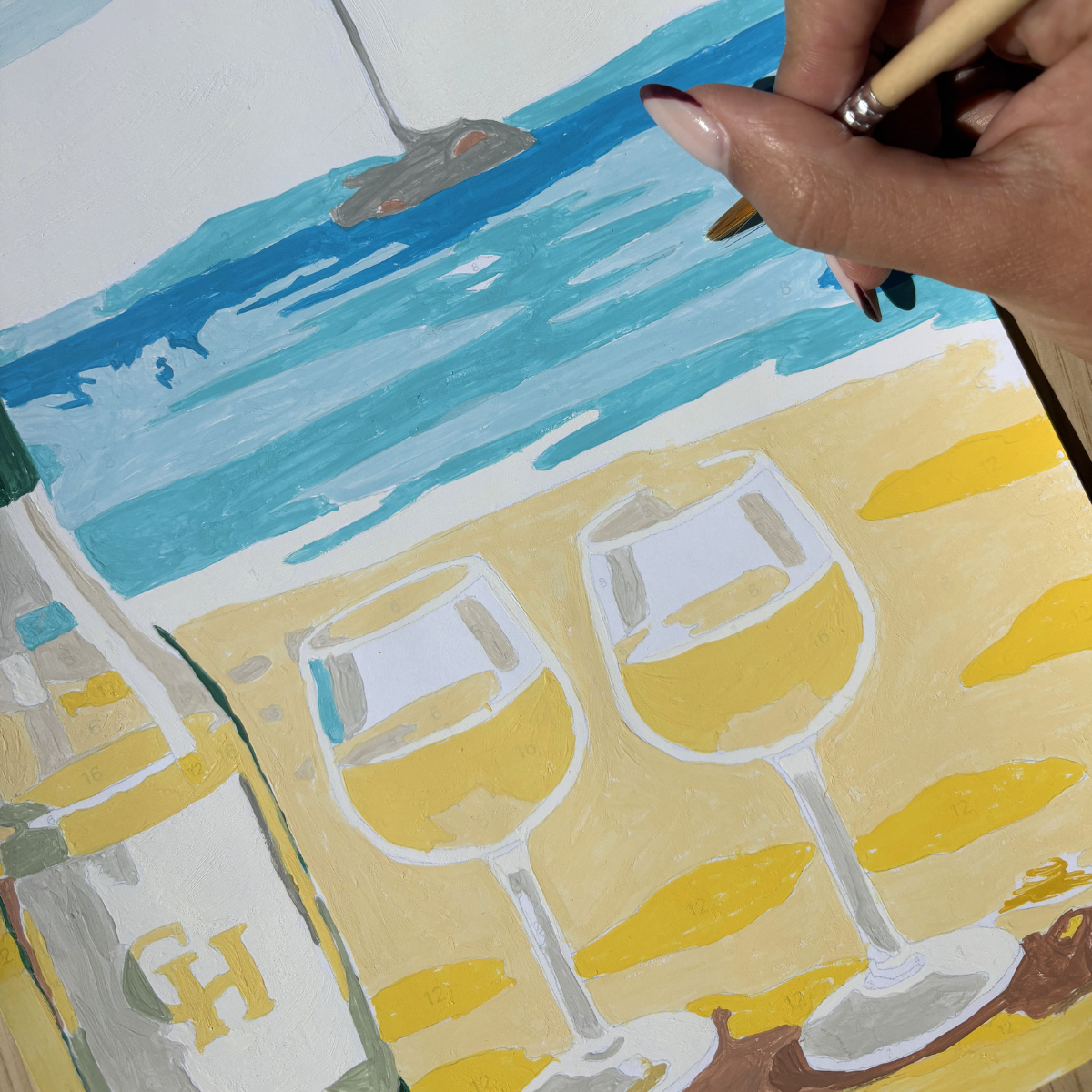 Peinture au numéro - Un verre à la plage
