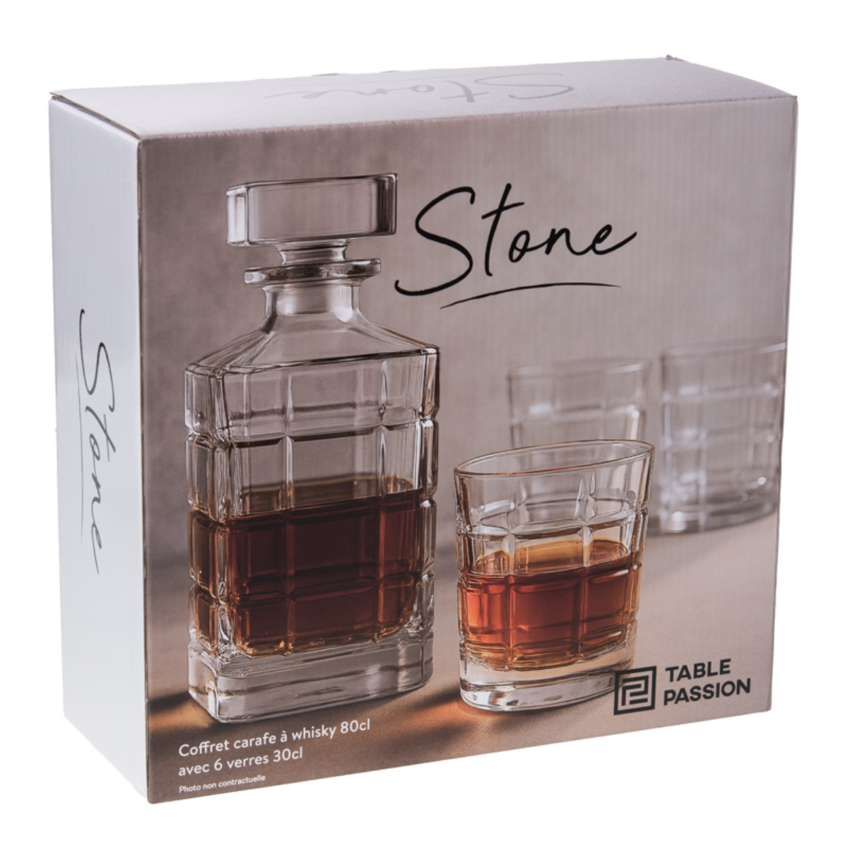 Coffret carafe avec 6 verres Stone