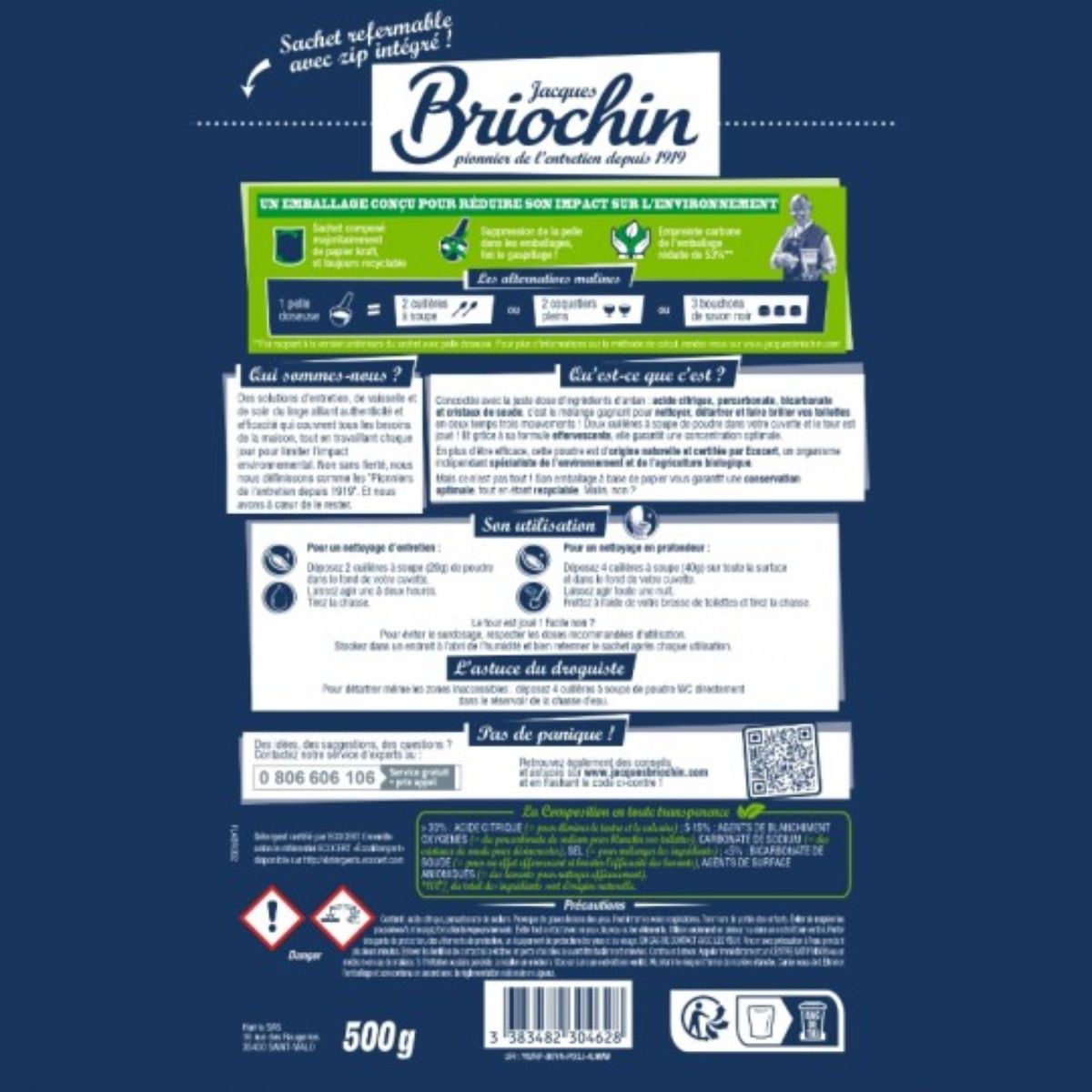 Poudre WC super détartrante 500g - JACQUES BRIOCHIN