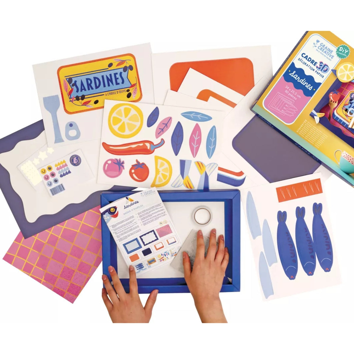 Cadre 3D Papier « Sardines »