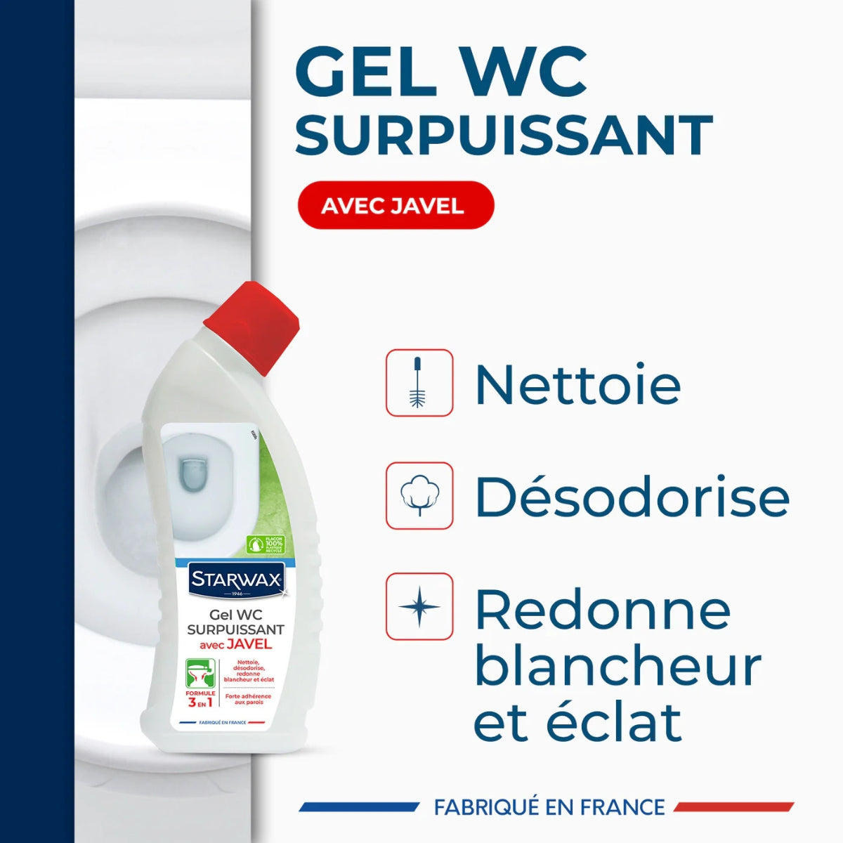 Gel WC surpuissant avec Javel – Starwax – 750 ml