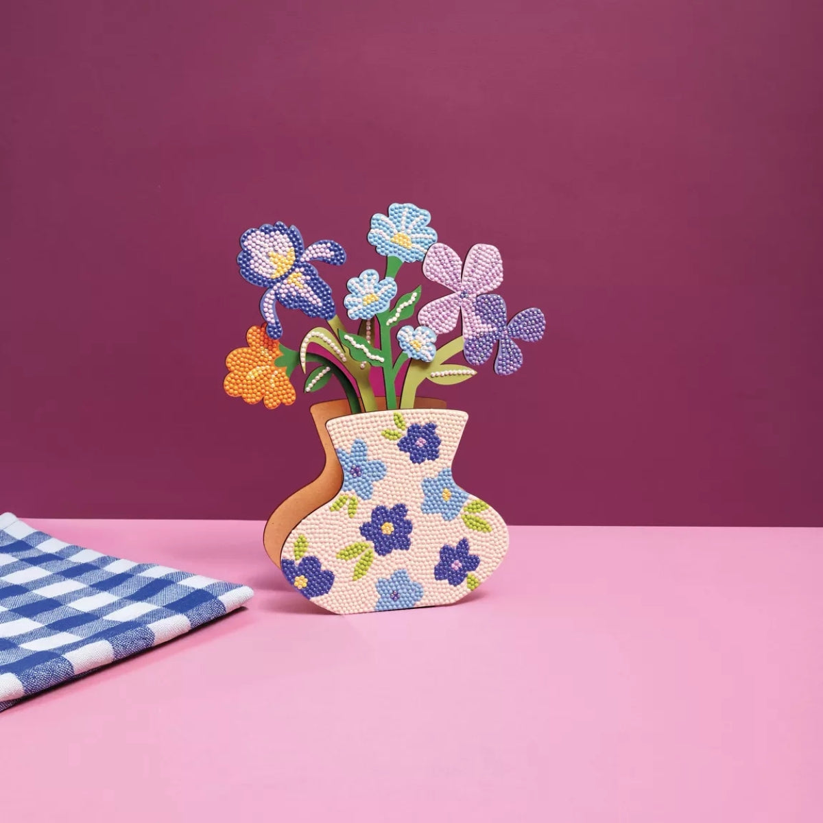 Kit Vase et Fleurs à Strasser Bleu