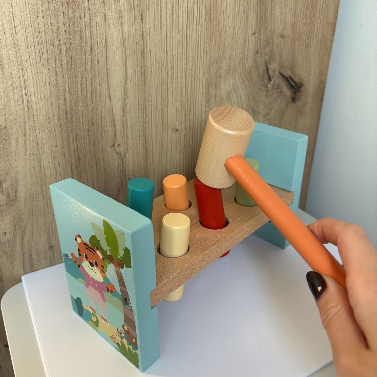 Banc à marteler « Jungle Friends » – Jeu de motricité en bois FSC
