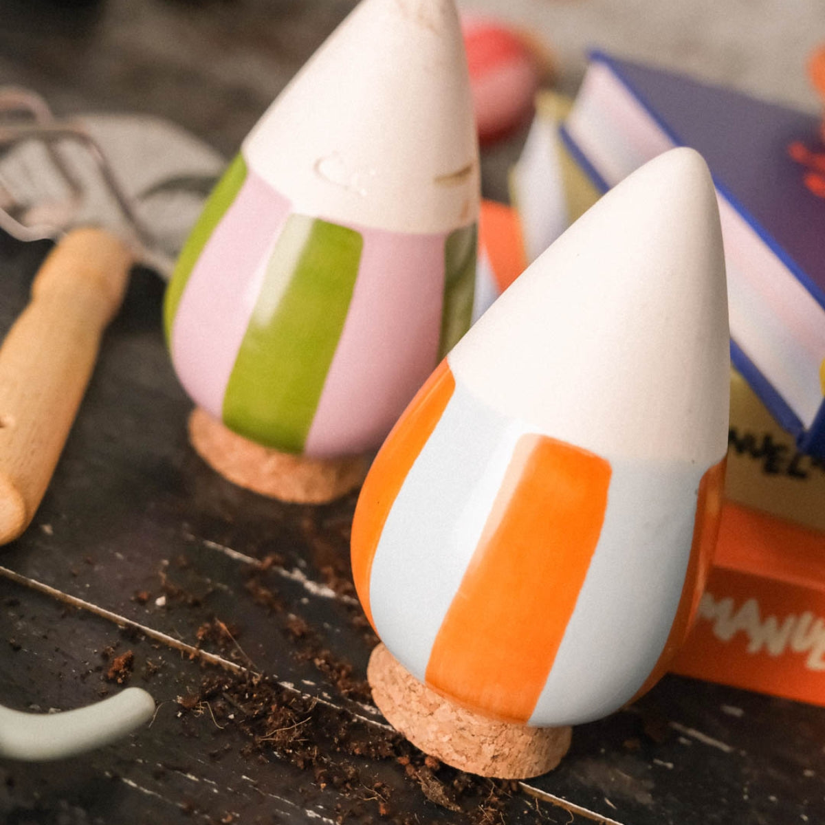 Olla pour arroser ses plantes de manière autonome – Rayé orange et bleu - Pepin