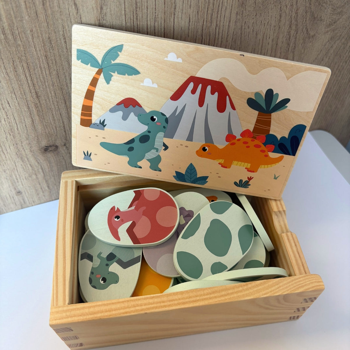 Mémo « Dino » – Jeu de mémoire en bois thème dinosaures