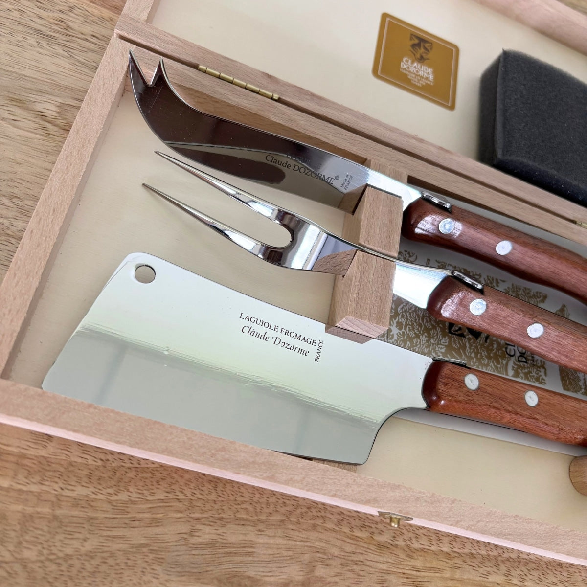Coffret fromage 3 pièces Laguiole Manche Kotibé - CLAUDE DOZORME
