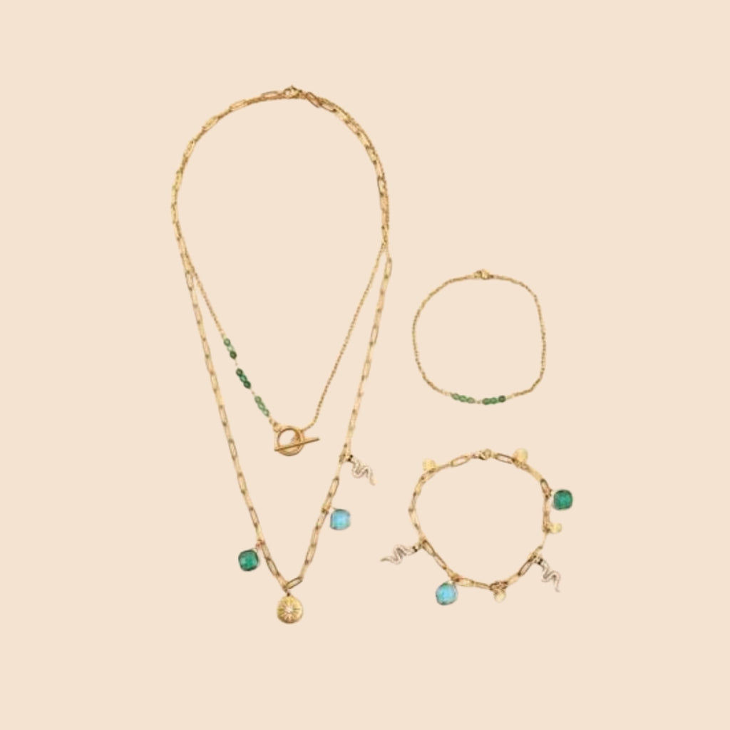 KIT DIY bijoux en acier inoxydable - parure verte