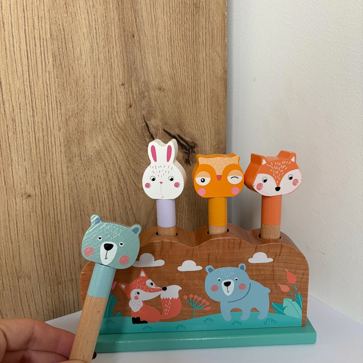 Jeu à encastrer Animaux sauteurs « Pastel » en bois