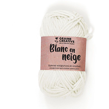 Fil de coton blanc – Spécial crochet amigurumi 27 g / 55 m