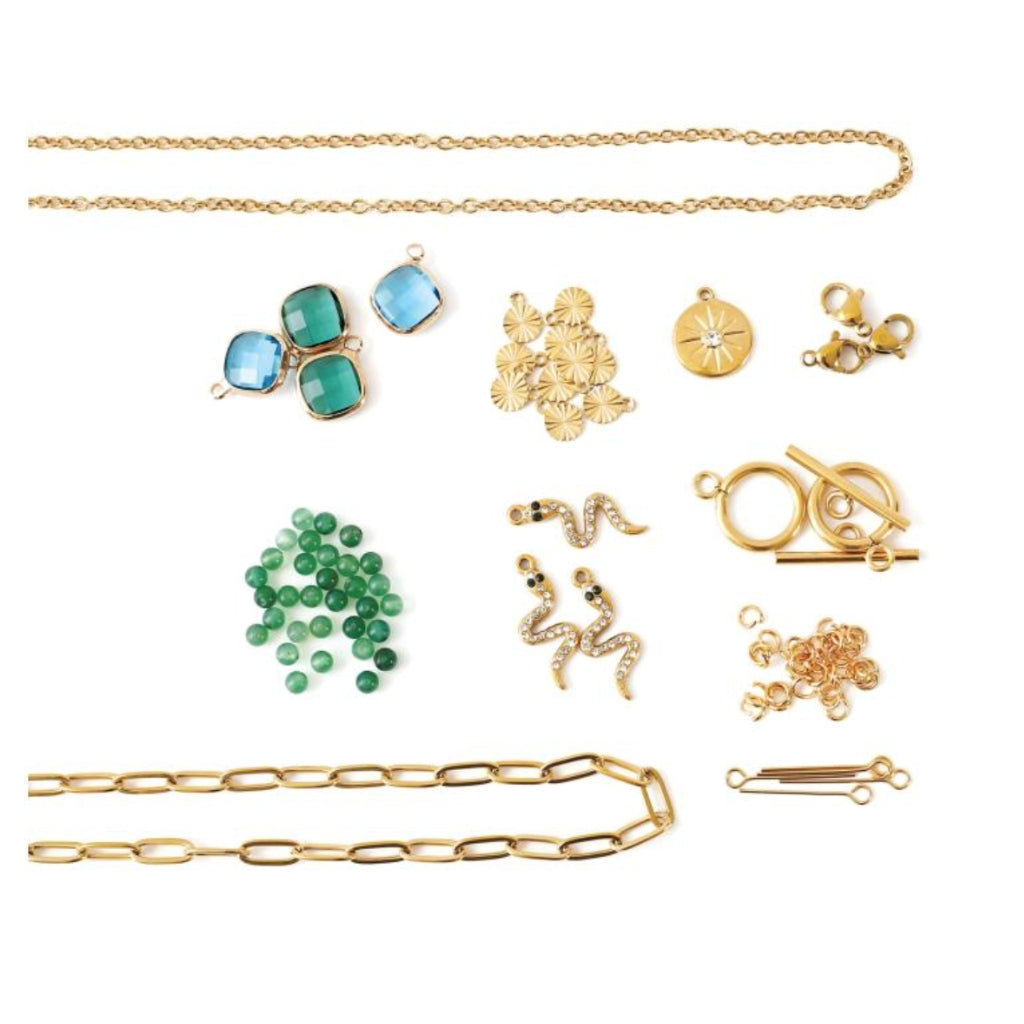 KIT DIY bijoux en acier inoxydable - parure verte