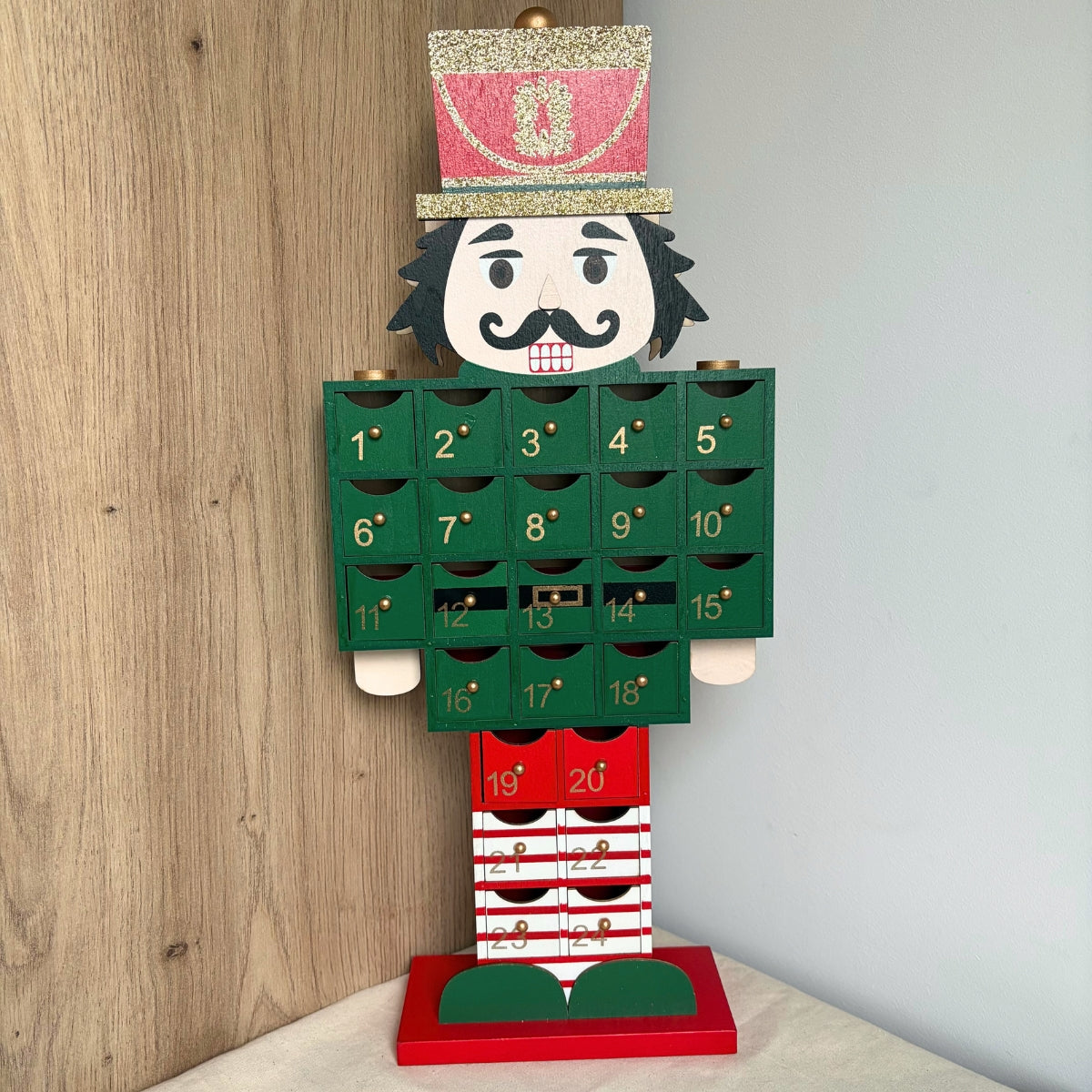 Calendrier de l’Avent Casse-Noisette en bois– 24 cases bois décoratives de Noël