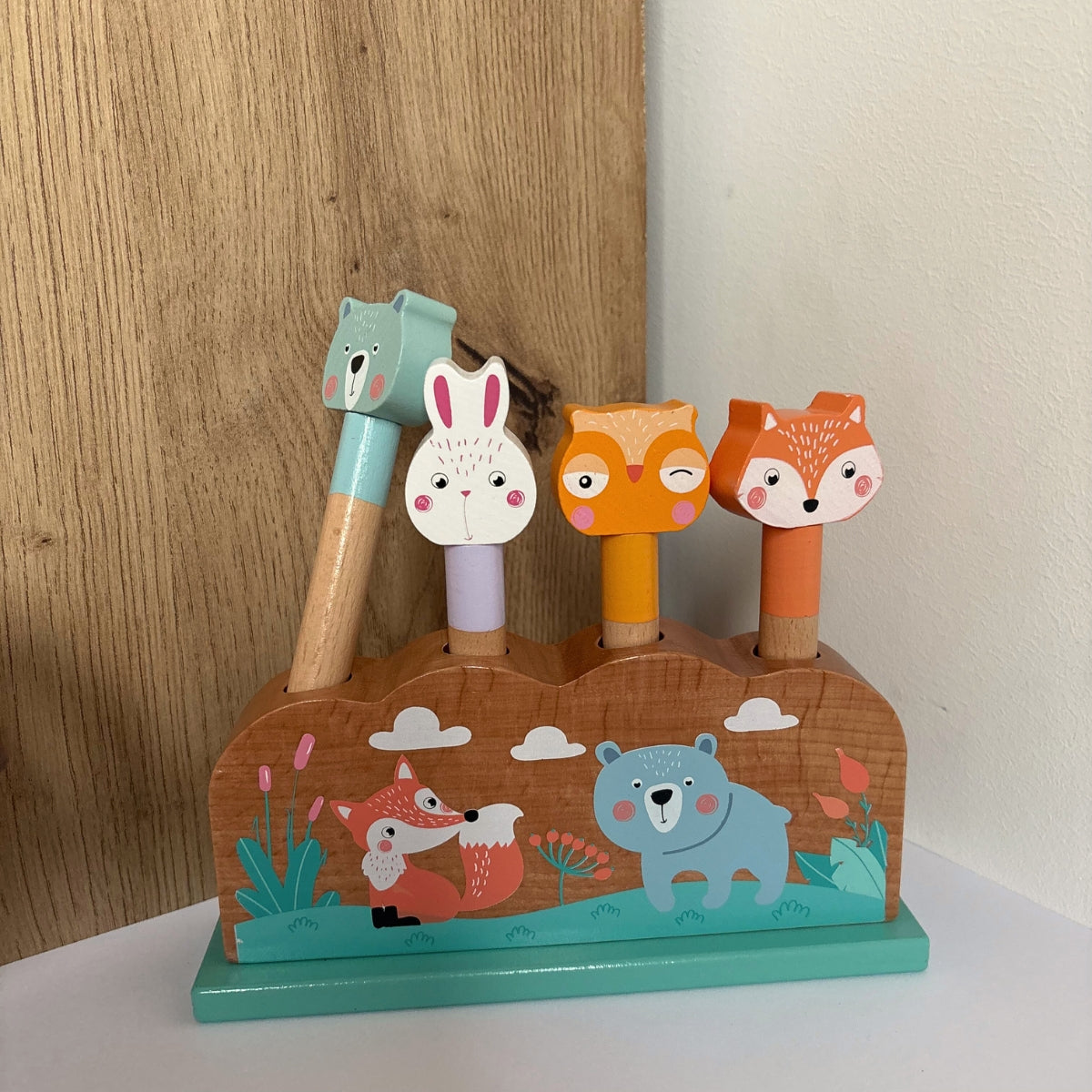 Jeu à encastrer Animaux sauteurs « Pastel » en bois
