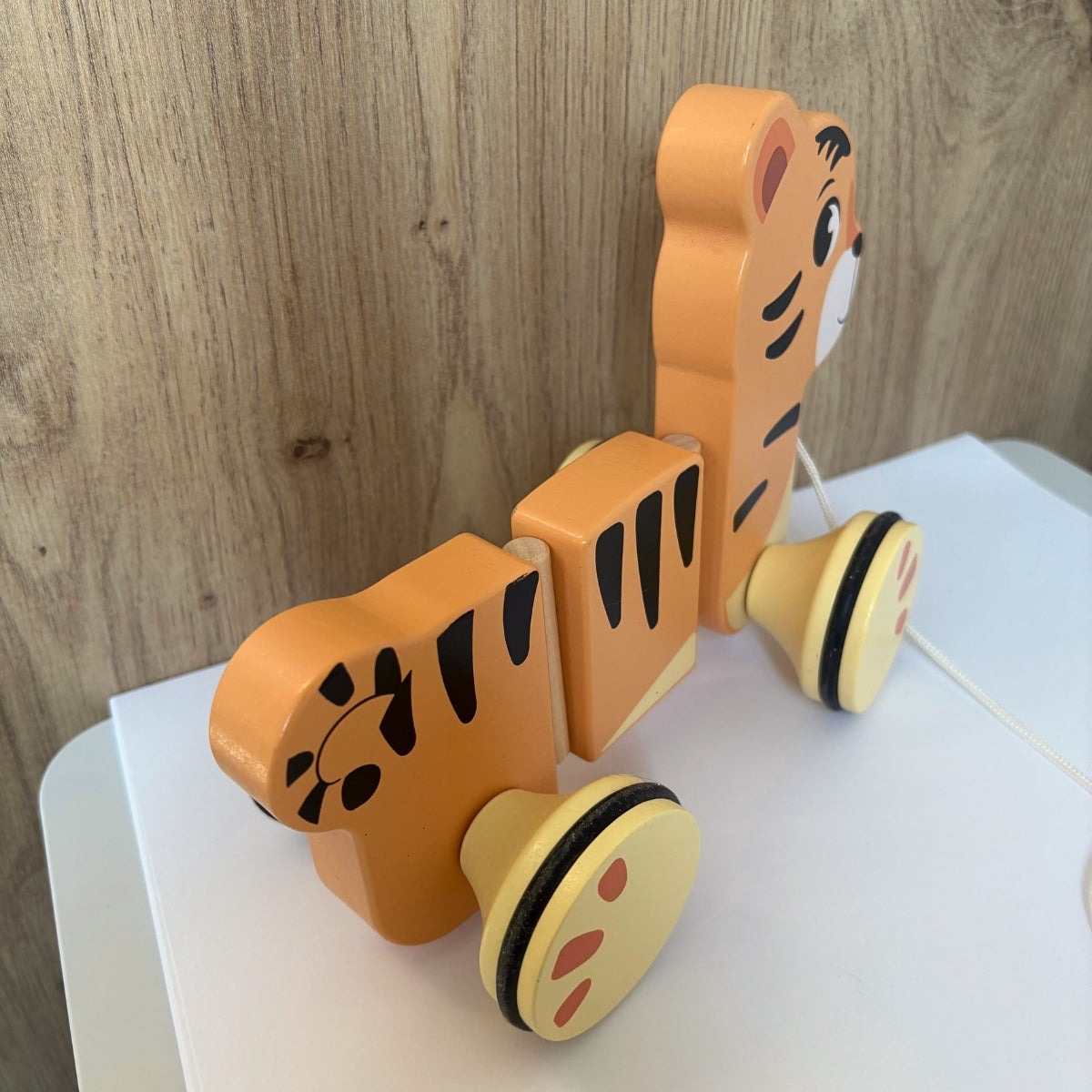 Jouet à tirer Tigre « Safari » – Animal à roulettes en bois