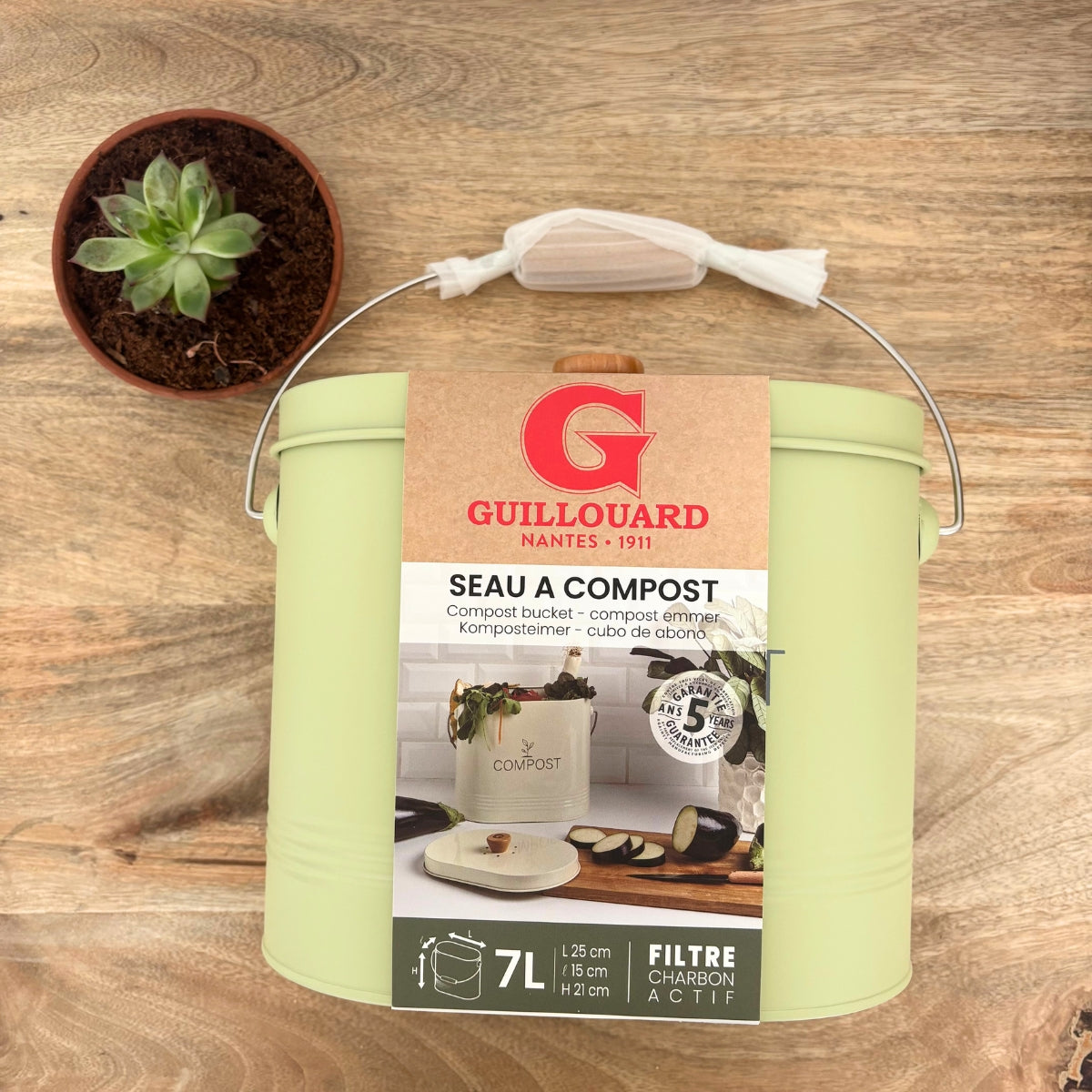 Seau à compost ovale vert - 7L