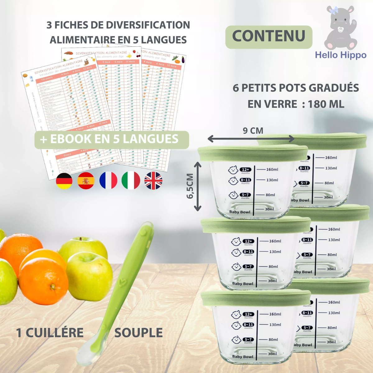 Lot de 6 Petits Pots Bébé 160ml
