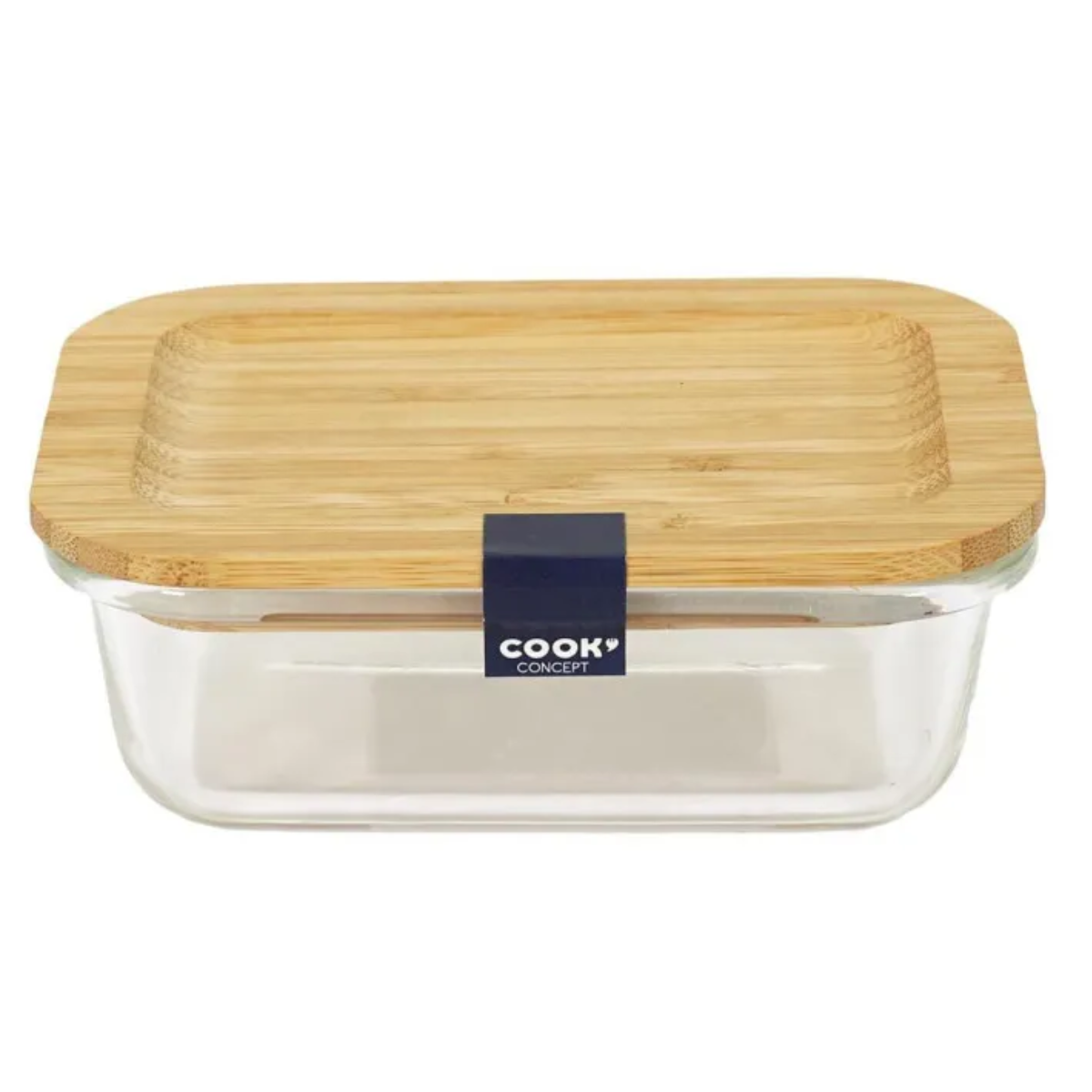 Lunch Box Verre et Bambou "repas" 32cl transparent